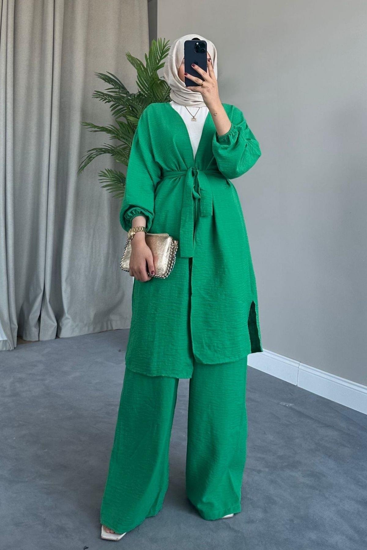 Eva Kimono Takım Yeşil, Fiyatları Eva Kimono Takım Yeşil – Haza Moda | Tesettür Giyim