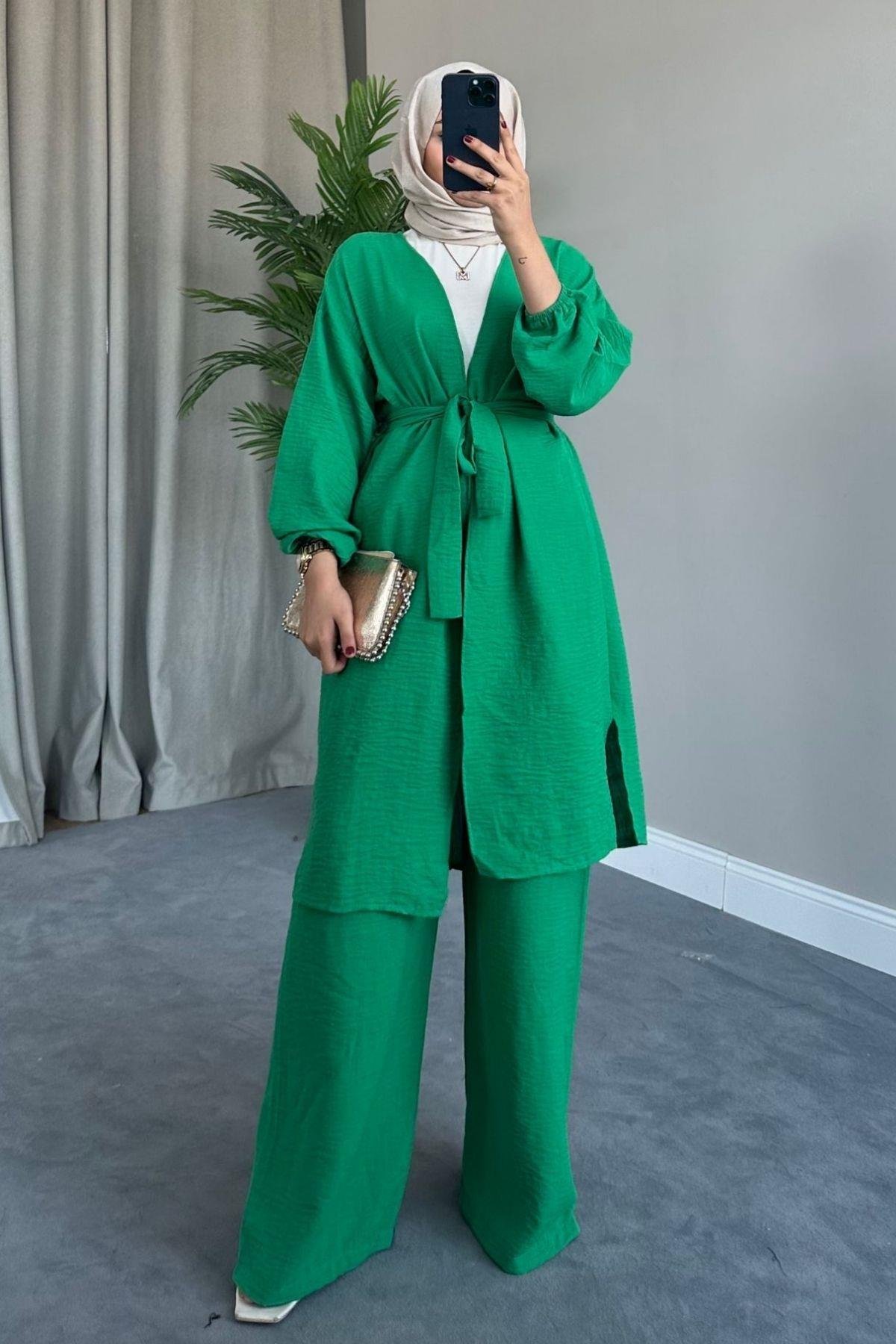 Eva Kimono Takım Yeşil, Fiyatları Eva Kimono Takım Yeşil – Haza Moda | Tesettür Giyim