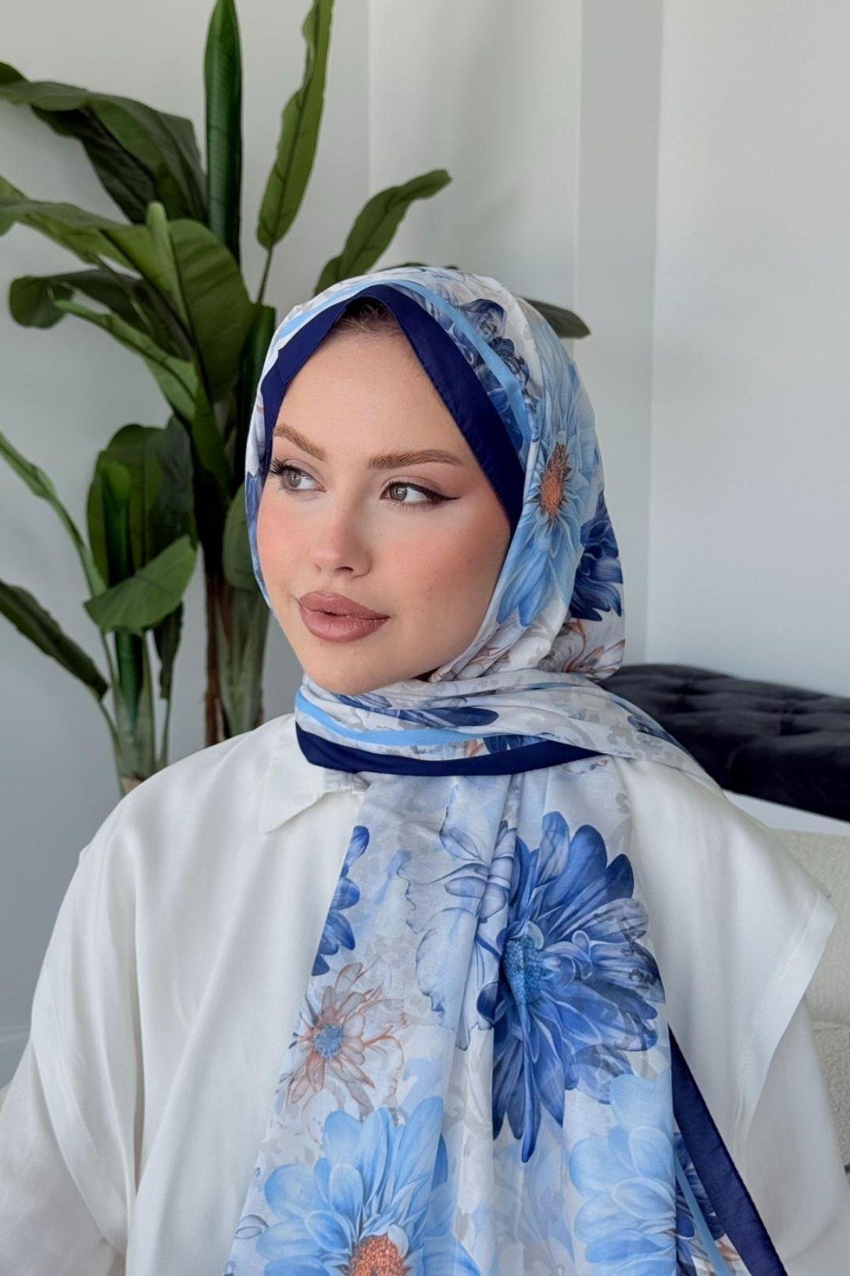 Evcen Dijital Şal Lacivert, Fiyatları Evcen Dijital Şal Lacivert- Haza Moda 