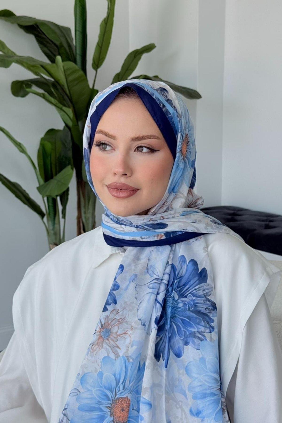 Evcen Dijital Şal Lacivert, Fiyatları Evcen Dijital Şal Lacivert- Haza Moda 