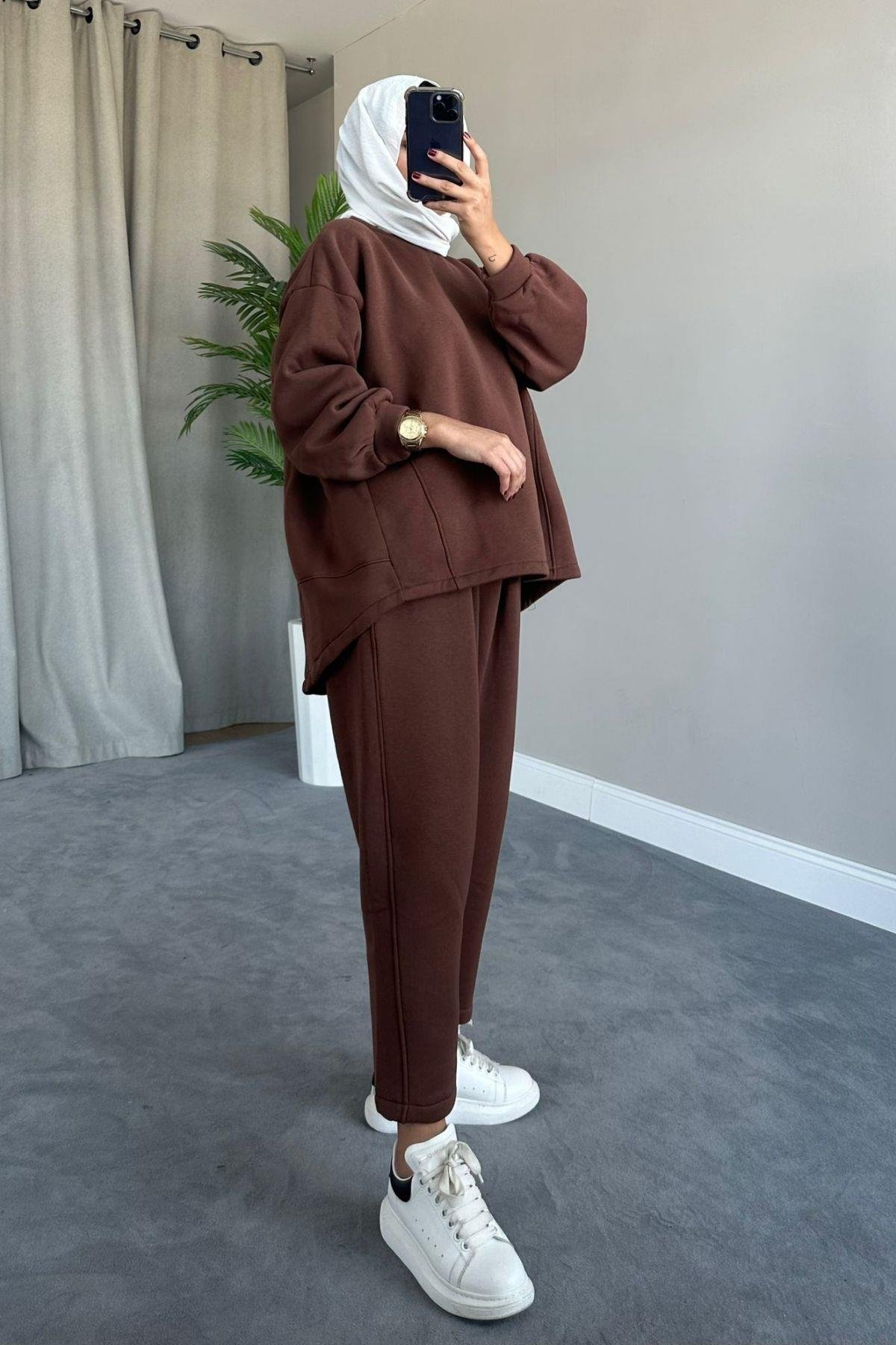 Extra Oversize Eşofman Takımı Kahve, Fiyatları 