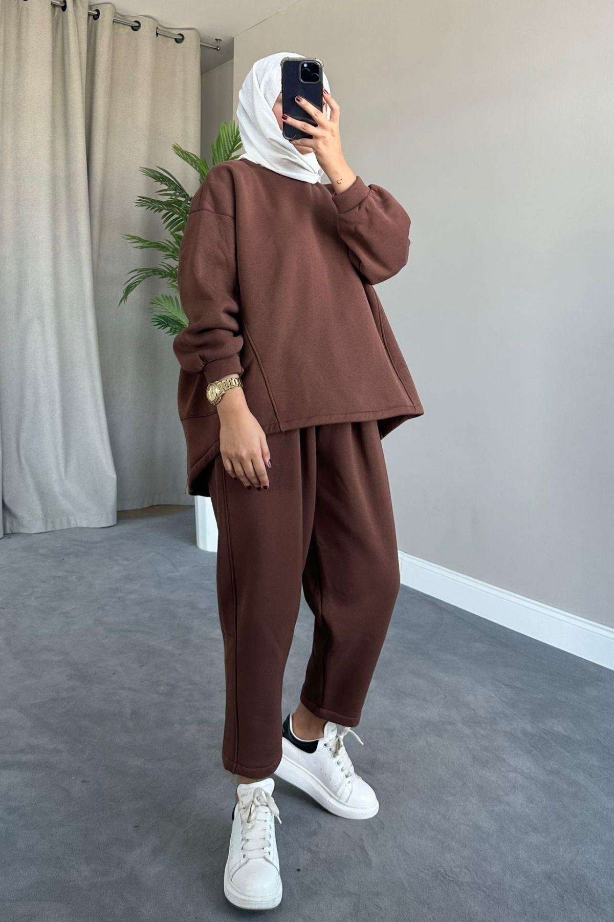 Extra Oversize Eşofman Takımı Kahve, Fiyatları 