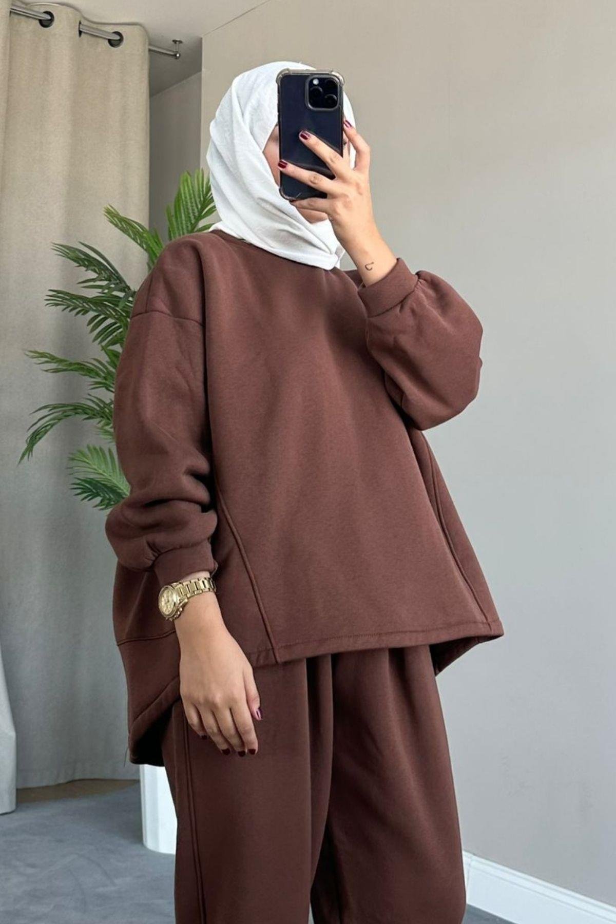 Extra Oversize Eşofman Takımı Kahve, Fiyatları 