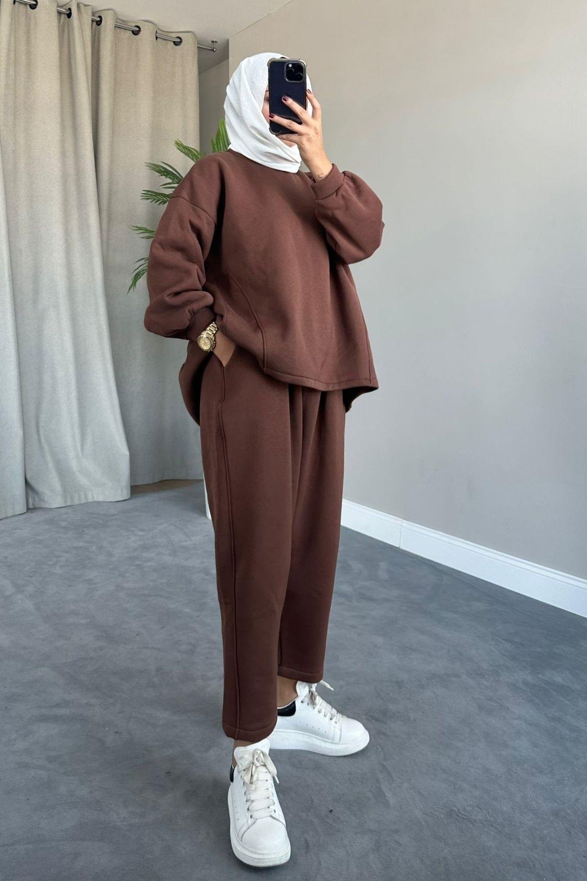 Extra Oversize Eşofman Takımı Kahve, Fiyatları 