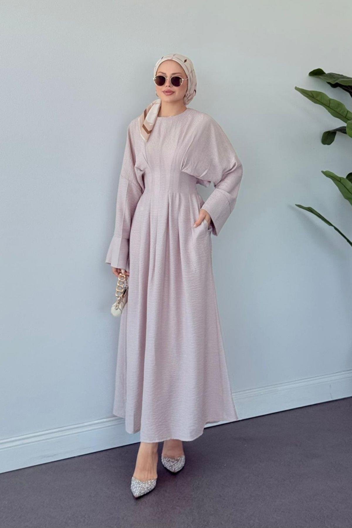 Eyfel Kuşaklı Elbise Bej, Fiyatları Eyfel Kuşaklı Elbise Bej- Haza Moda