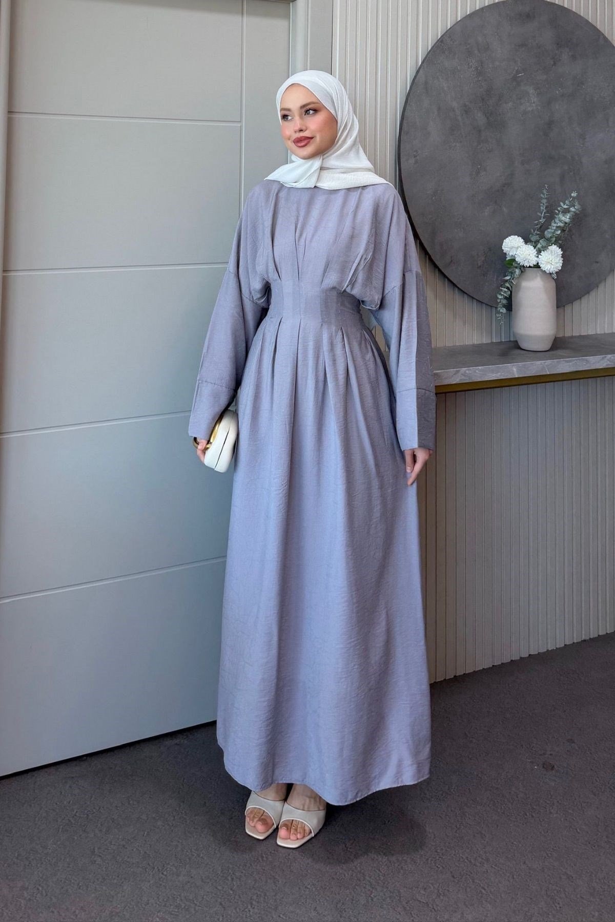 Eyfel Kuşaklı Elbise Gri, Fiyatları Eyfel Kuşaklı Elbise Gri- Haza Moda