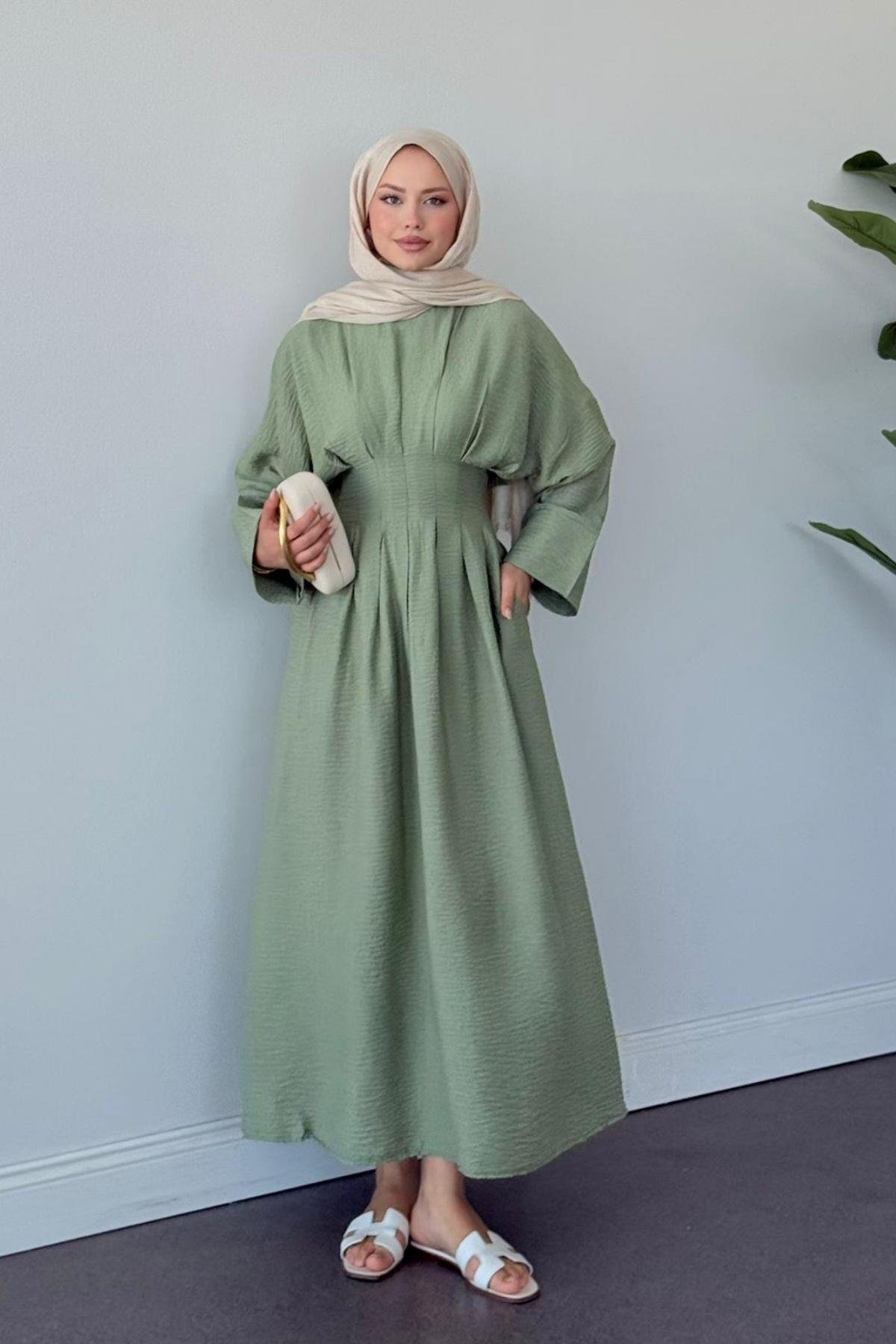 Eyfel Kuşaklı Elbise Mint, Fiyatları Eyfel Kuşaklı Elbise Mint- Haza Moda