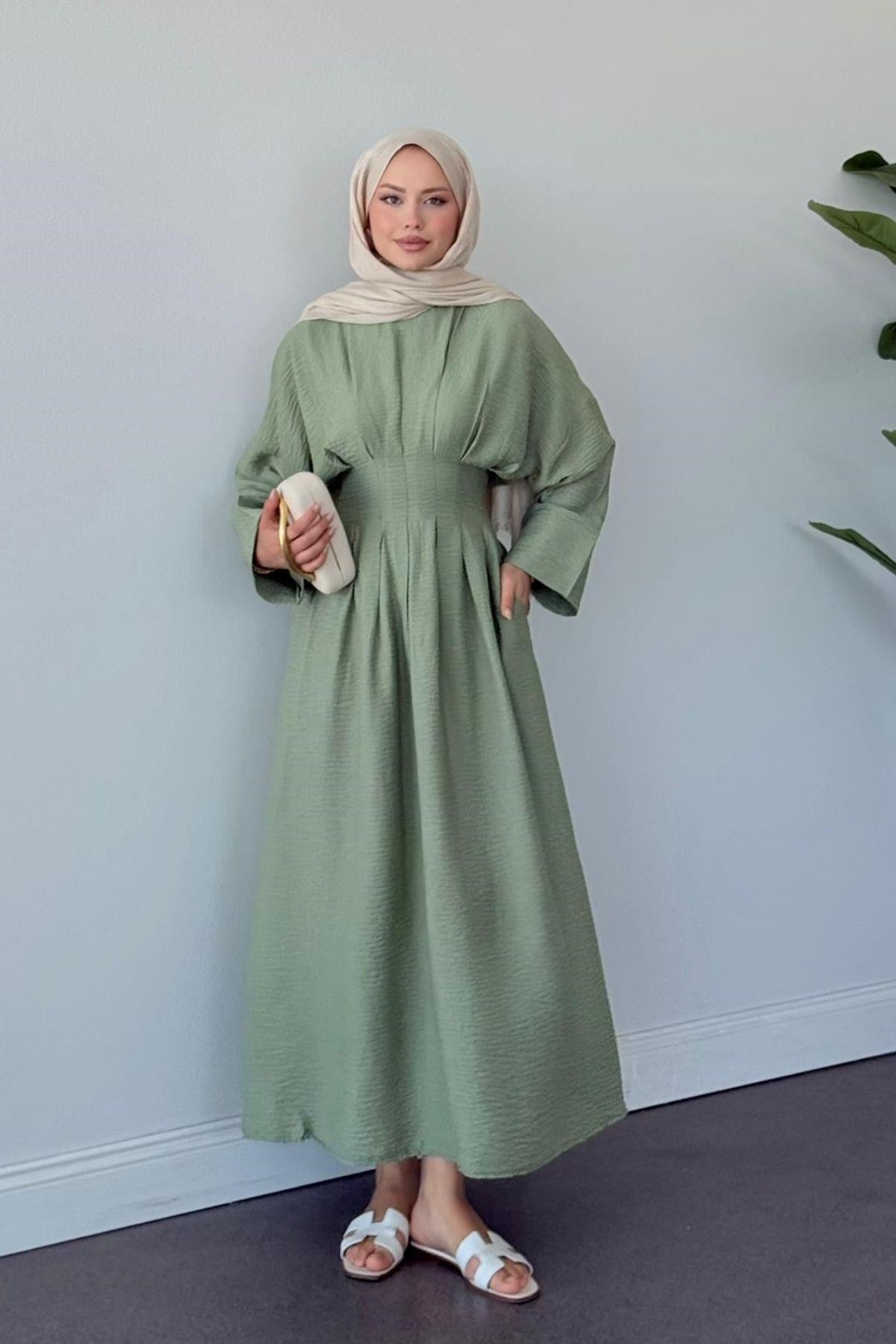 Eyfel Kuşaklı Elbise Mint, Fiyatları Eyfel Kuşaklı Elbise Mint- Haza Moda