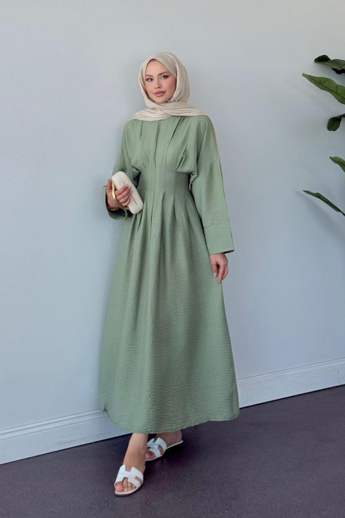 Eyfel Kuşaklı Elbise Mint, Fiyatları Eyfel Kuşaklı Elbise Mint- Haza Moda