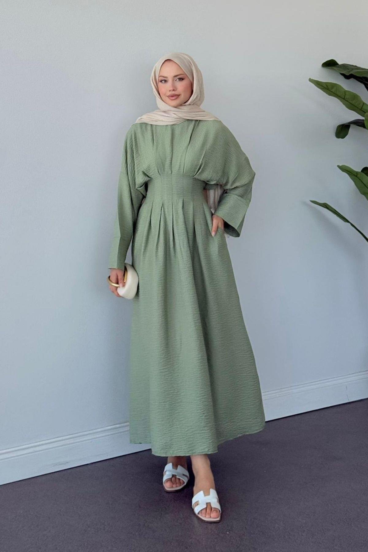 Eyfel Kuşaklı Elbise Mint, Fiyatları Eyfel Kuşaklı Elbise Mint- Haza Moda