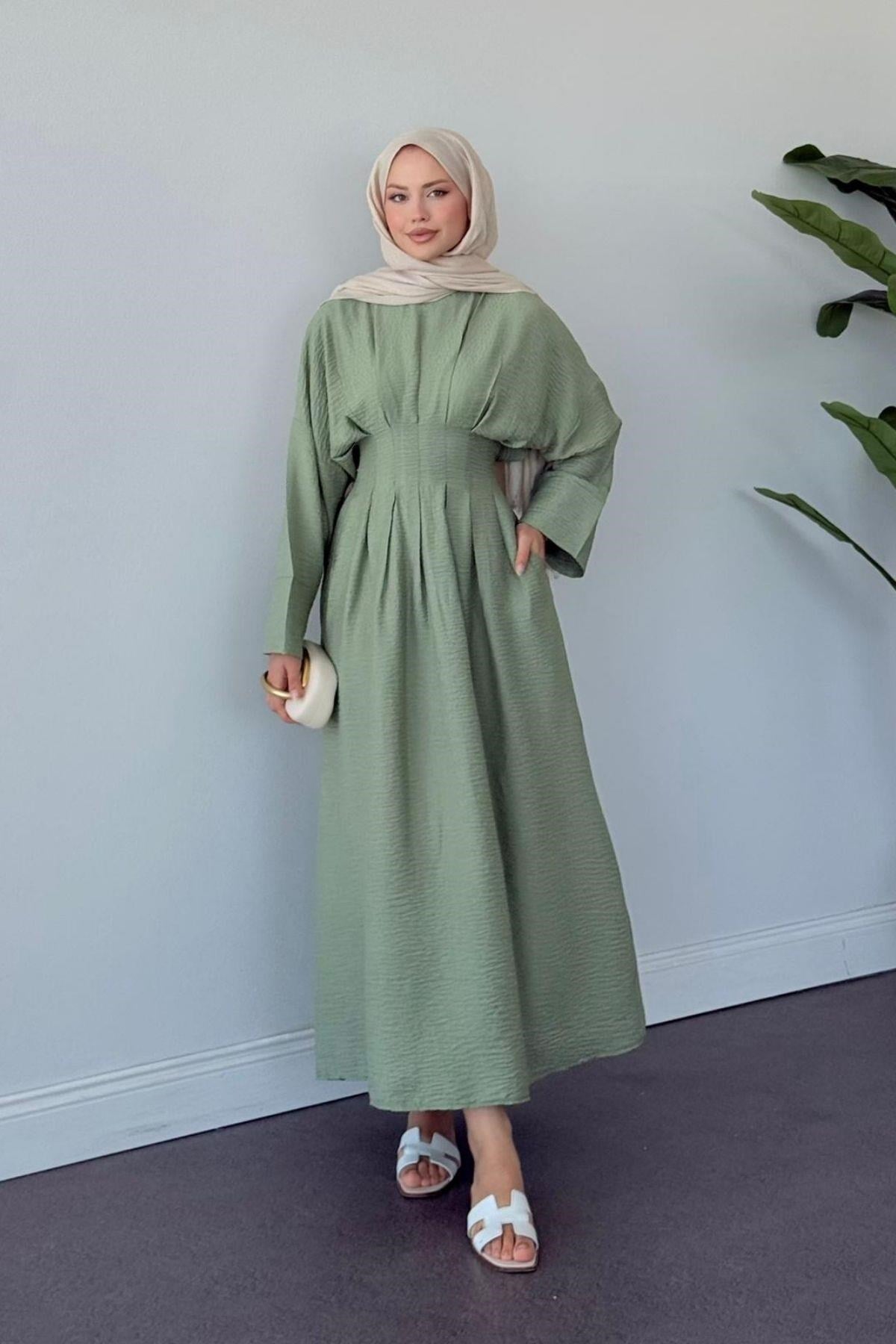 Eyfel Kuşaklı Elbise Mint, Fiyatları Eyfel Kuşaklı Elbise Mint- Haza Moda