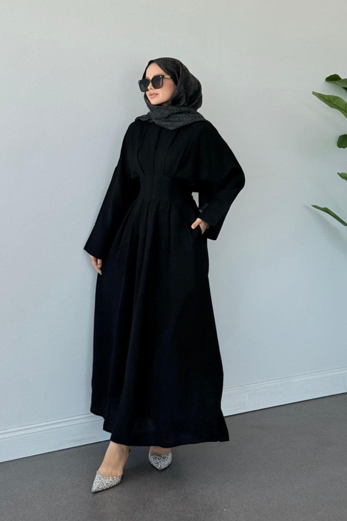 Eyfel Kuşaklı Elbise Siyah, Fiyatları Eyfel Kuşaklı Elbise Siyah- Haza Moda