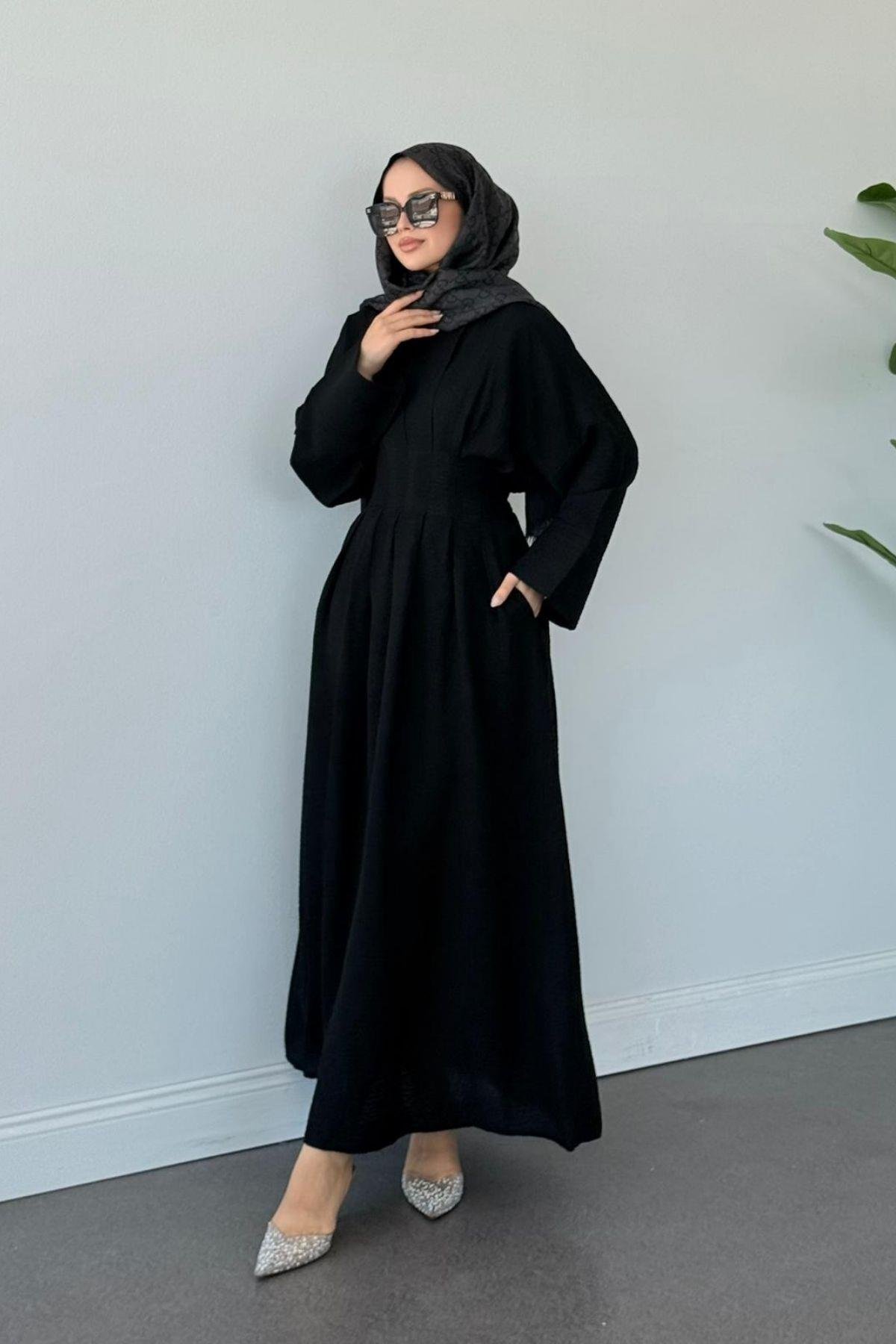 Eyfel Kuşaklı Elbise Siyah, Fiyatları Eyfel Kuşaklı Elbise Siyah- Haza Moda