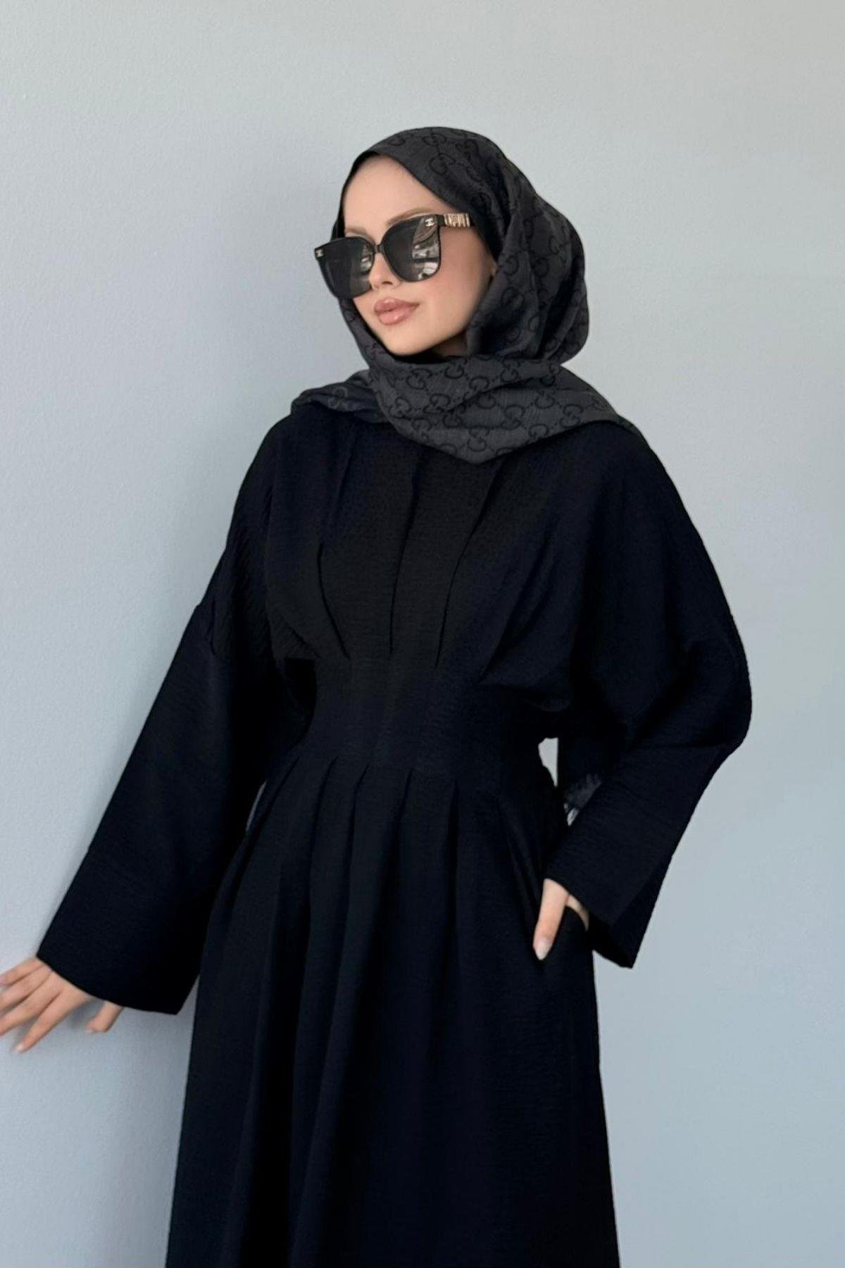 Eyfel Kuşaklı Elbise Siyah, Fiyatları Eyfel Kuşaklı Elbise Siyah- Haza Moda