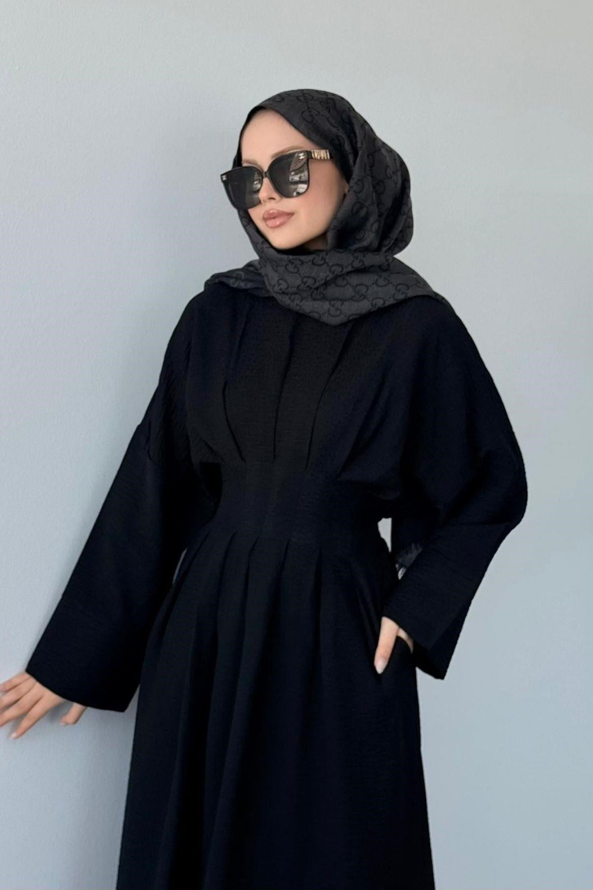 Eyfel Kuşaklı Elbise Siyah, Fiyatları Eyfel Kuşaklı Elbise Siyah- Haza Moda