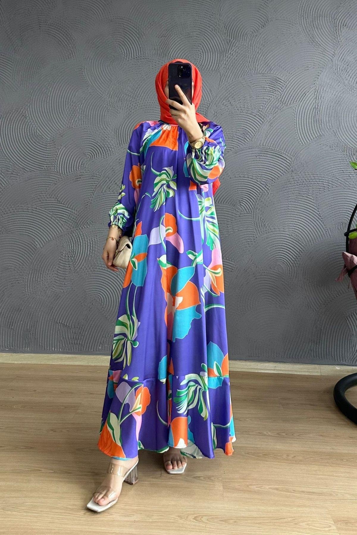 Eylül Çiçekli Elbise Mor, Fiyatları 