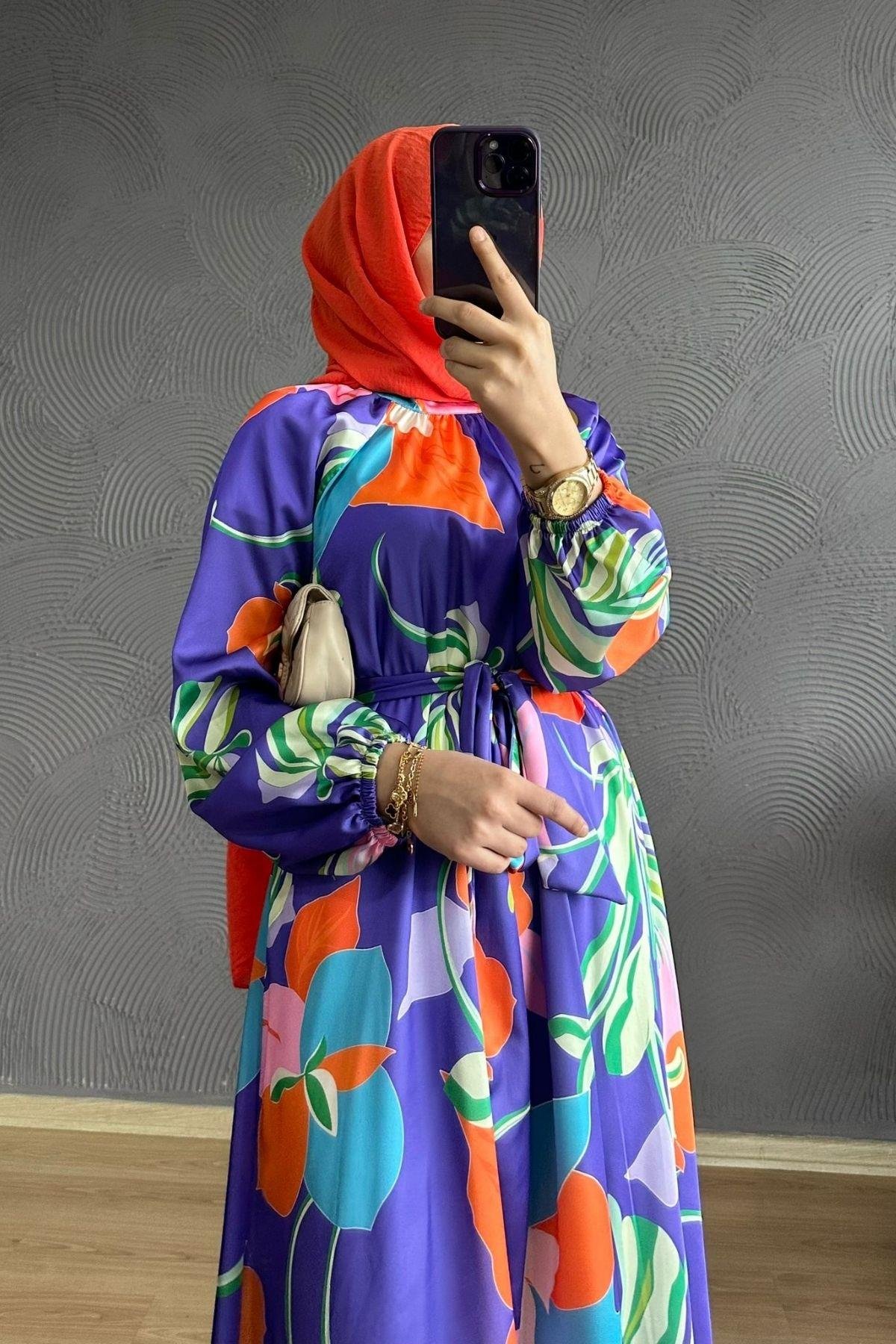 Eylül Çiçekli Elbise Mor, Fiyatları 