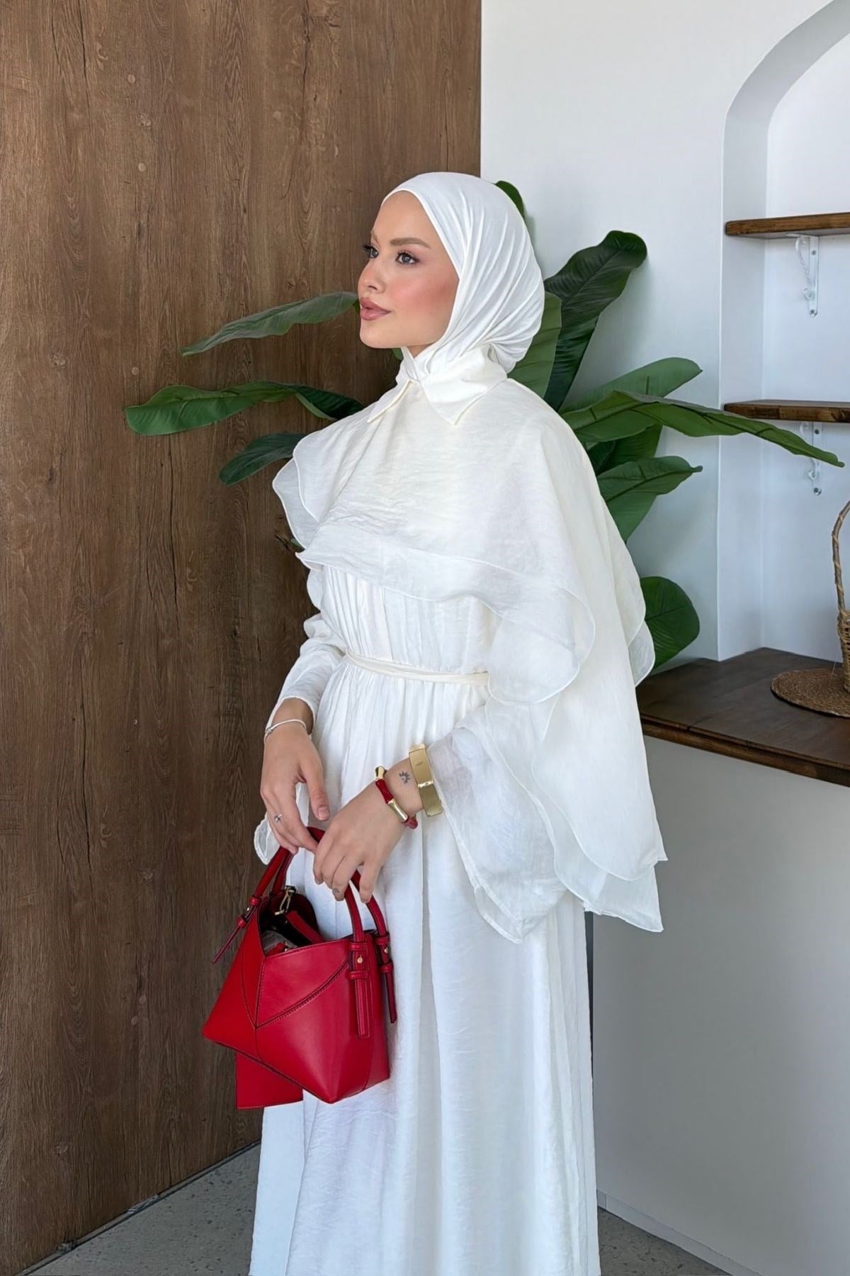 Ezel Pelerinli Elbise Beyaz, Fiyatları 