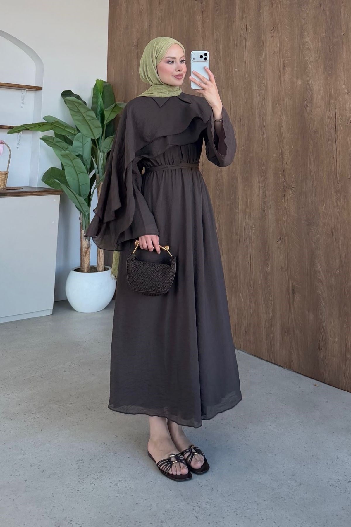 Ezel Pelerinli Elbise Kahve, Fiyatları 