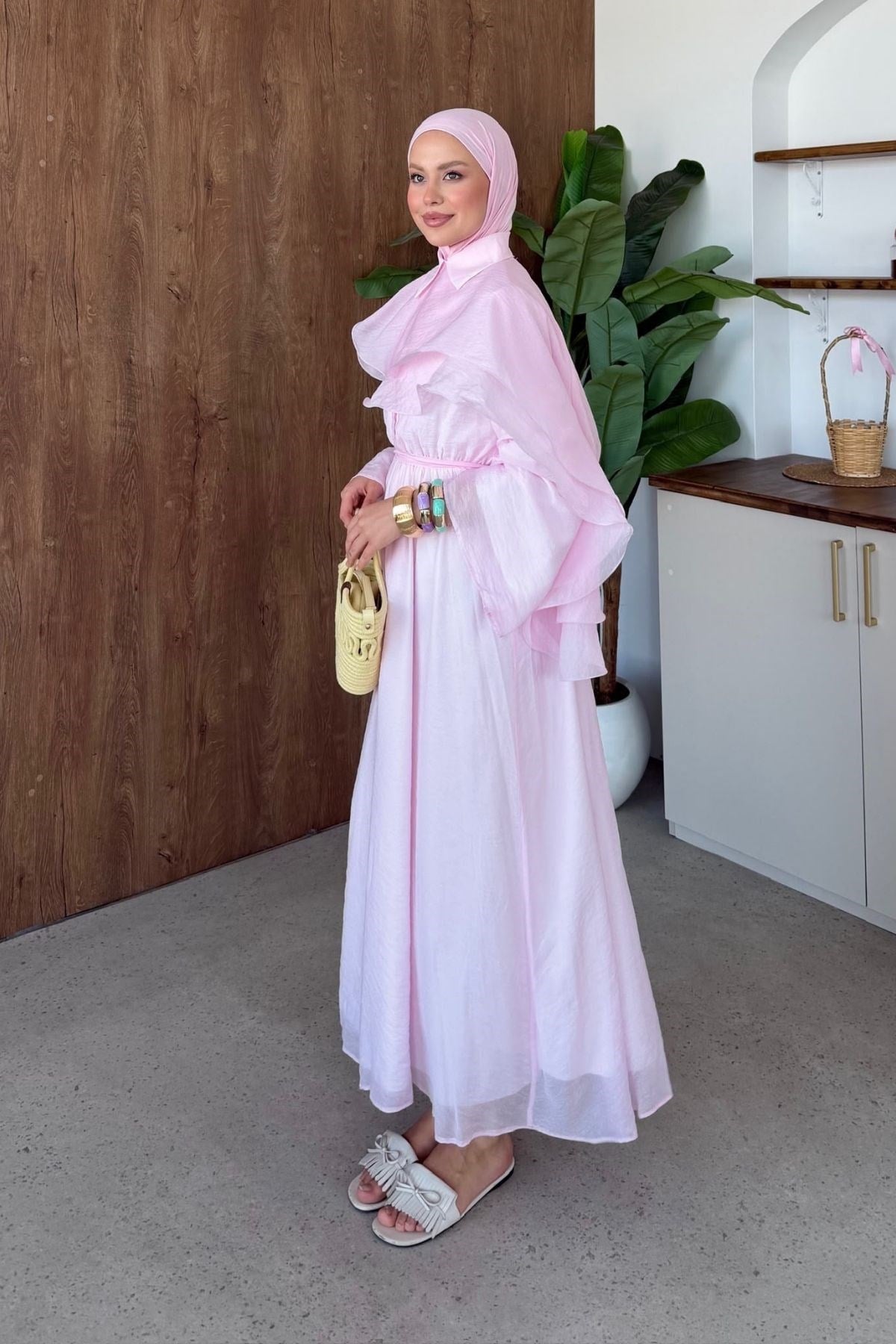 Ezel Pelerinli Elbise Pembe, Fiyatları 
