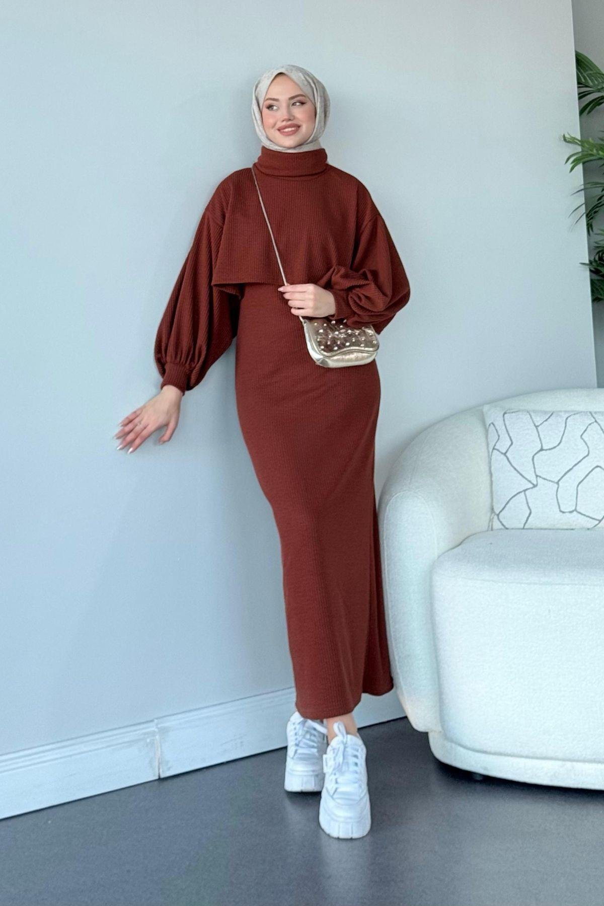 Ferda Boğazlı Triko Elbise Acıkahve, Fiyatları 