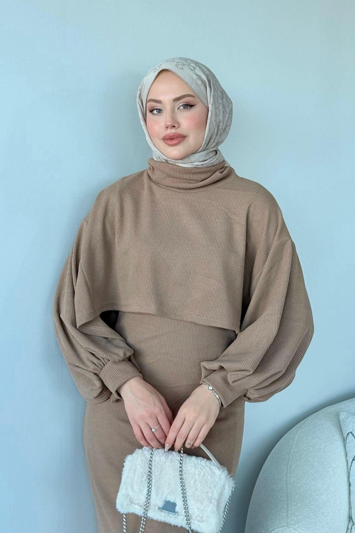 Ferda Boğazlı Triko Elbise Camel, Fiyatları 