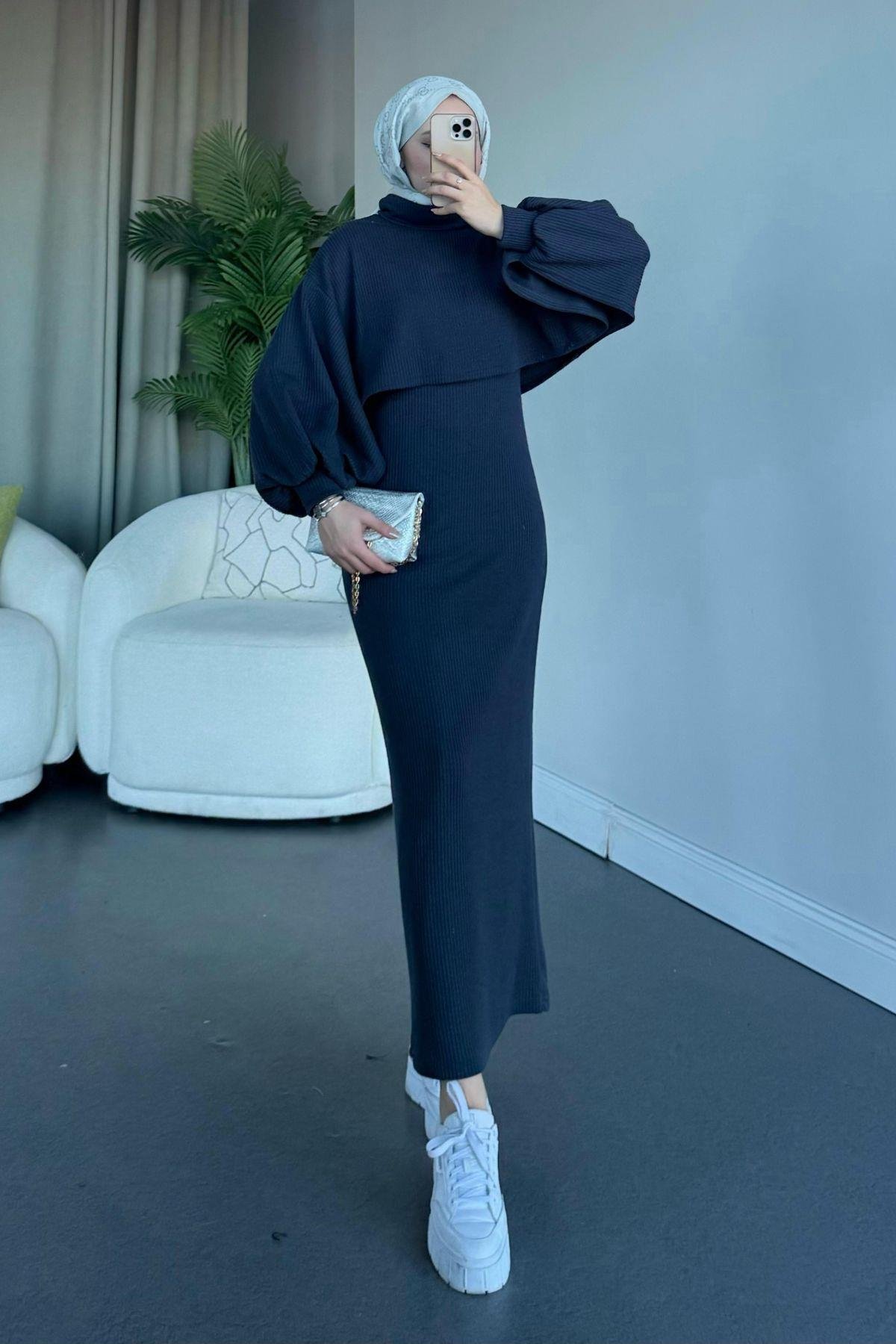 Ferda Boğazlı Triko Elbise Mavi, Fiyatları 