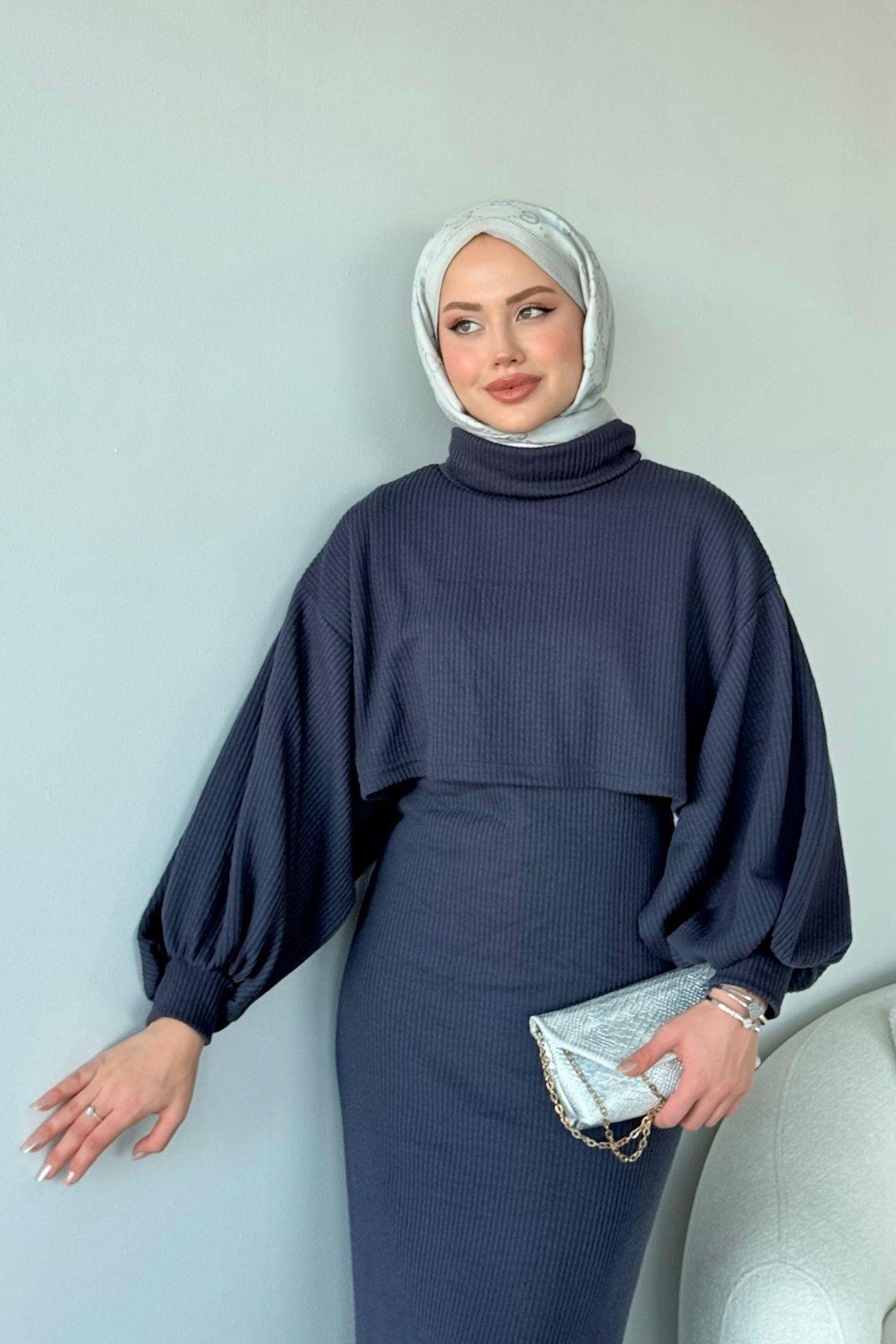 Ferda Boğazlı Triko Elbise Mor, Fiyatları 