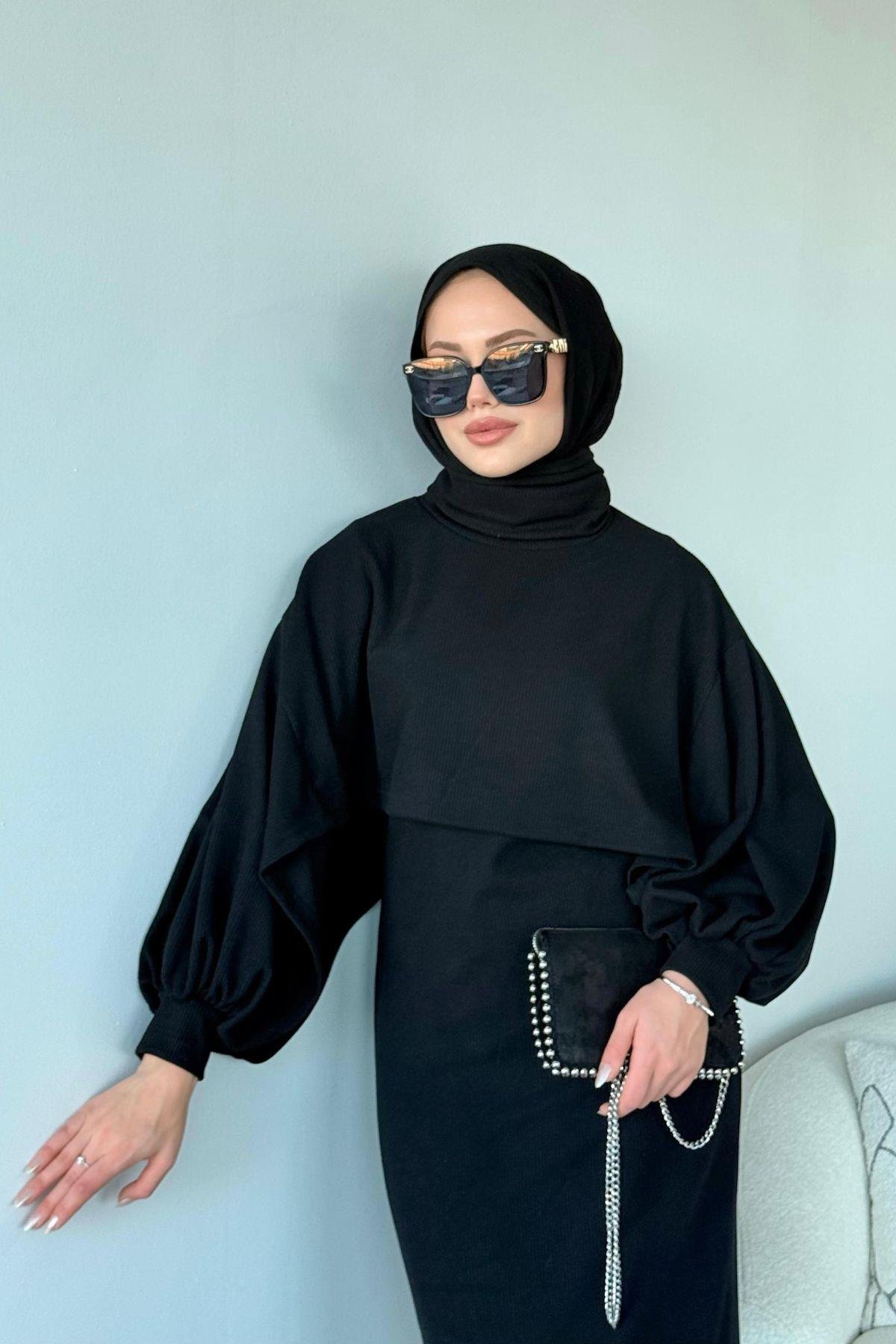 Ferda Boğazlı Triko Elbise Siyah, Fiyatları 