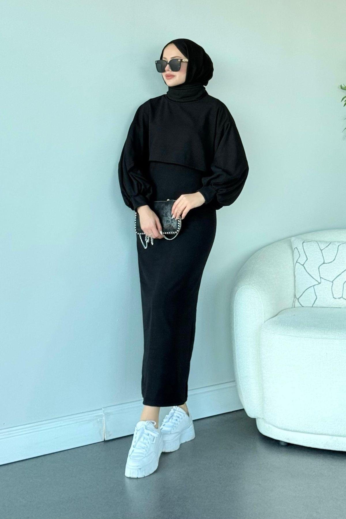 Ferda Boğazlı Triko Elbise Siyah, Fiyatları 