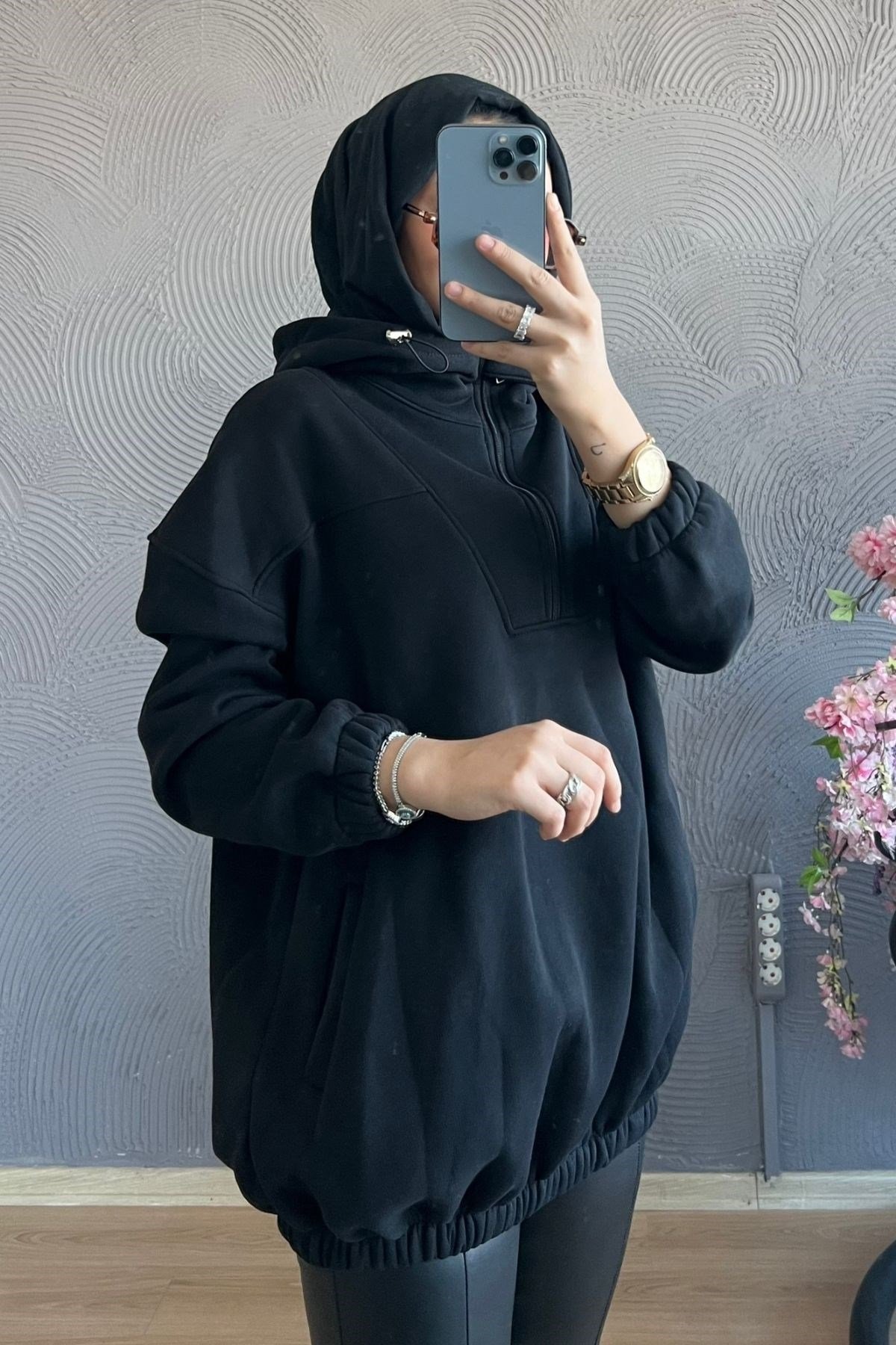 Fermuarlı Sweat-SİYAH, Fiyatları Yırtmaçlı Kapişonlu Sweat-AÇIK YEŞİL – Haza Moda | Tesettür Giyim