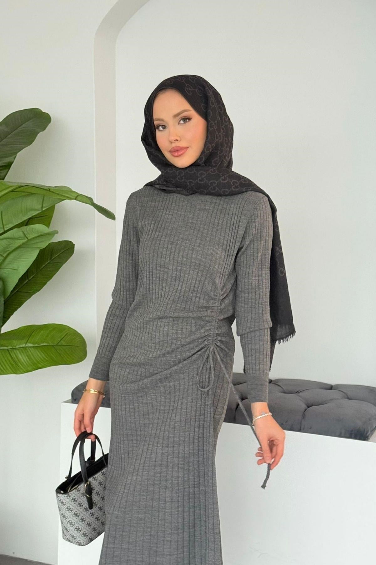 Fi Triko Elbise Füme , Fiyatları Fi Triko Elbise Füme - Haza Moda
