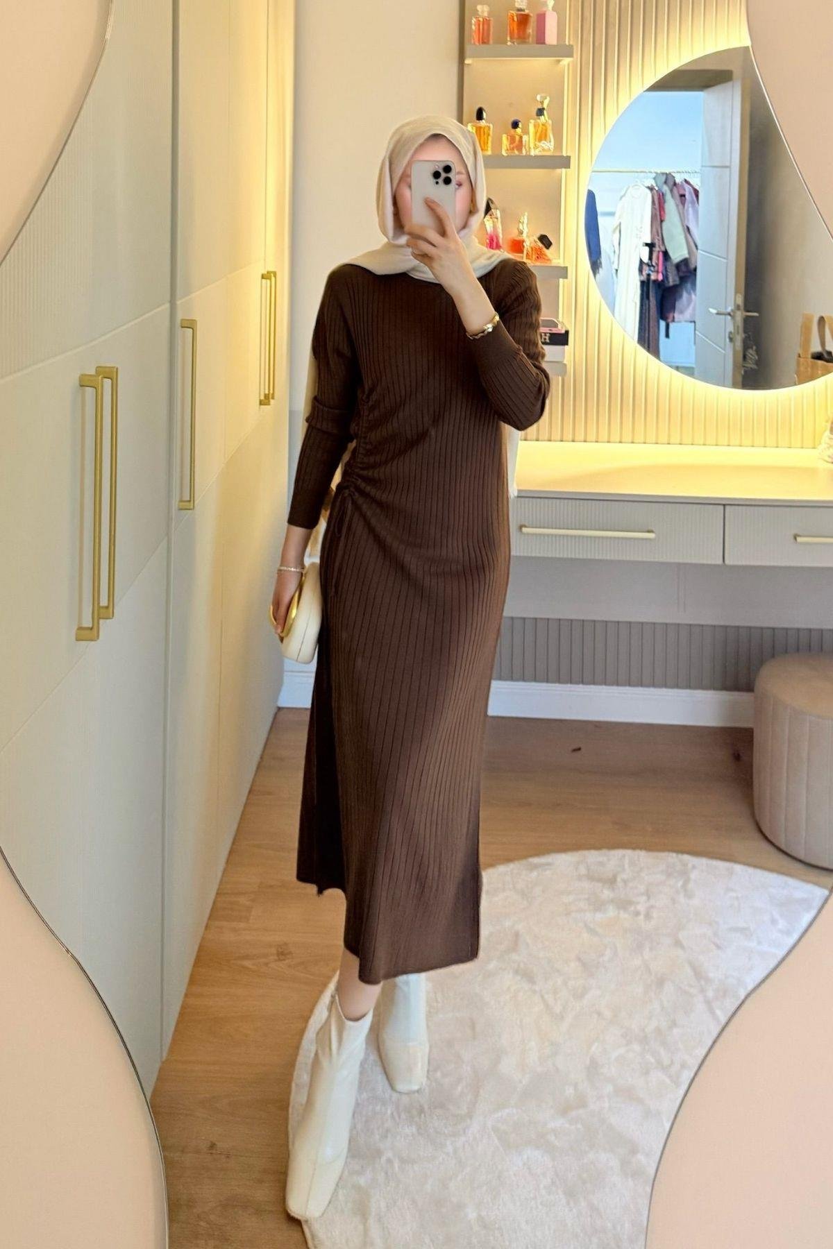 Fi Triko Elbise Kahve , Fiyatları Fi Triko Elbise Kahve - Haza Moda