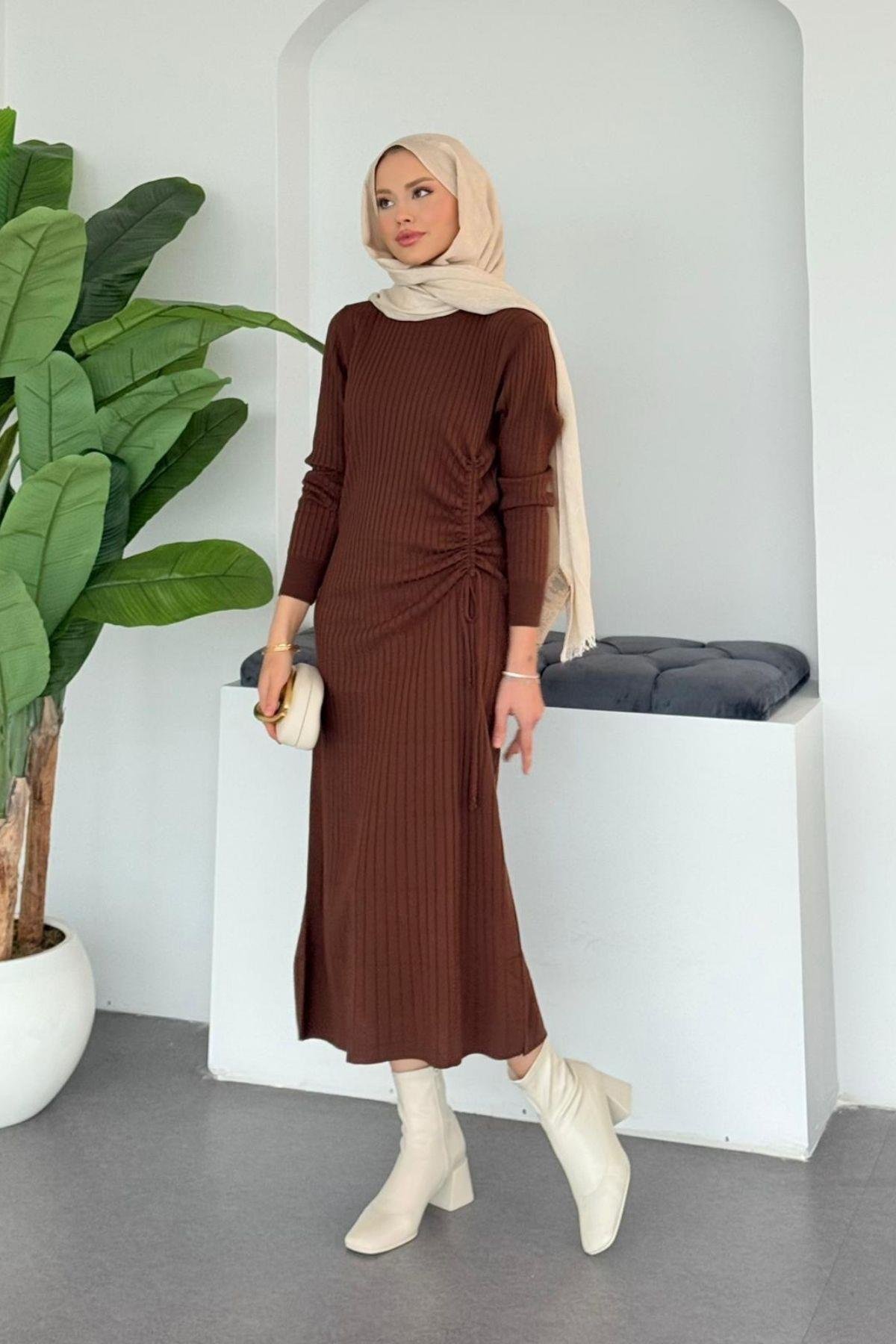 Fi Triko Elbise Kahve , Fiyatları Fi Triko Elbise Kahve - Haza Moda