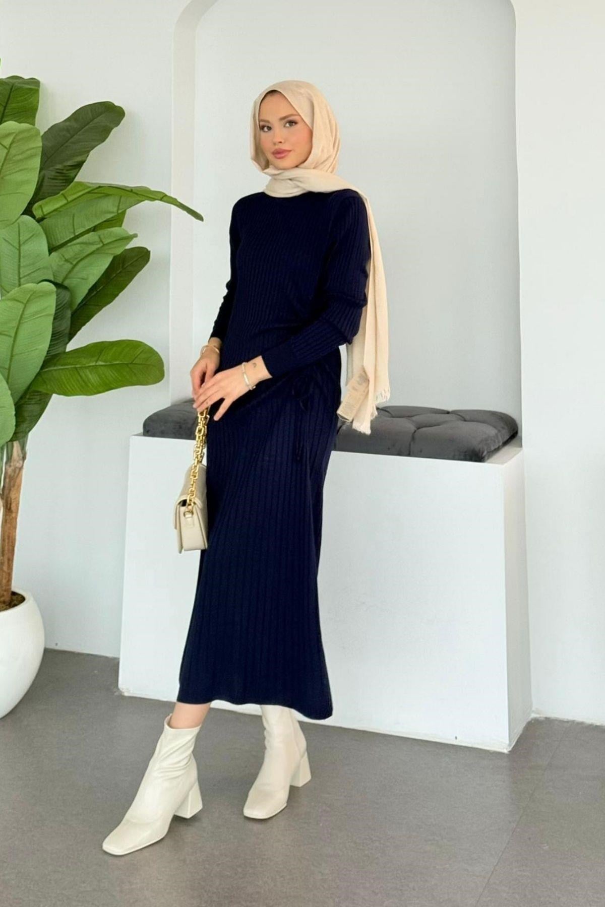 Fi Triko Elbise Lacivert , Fiyatları Fi Triko Elbise Lacivert - Haza Moda