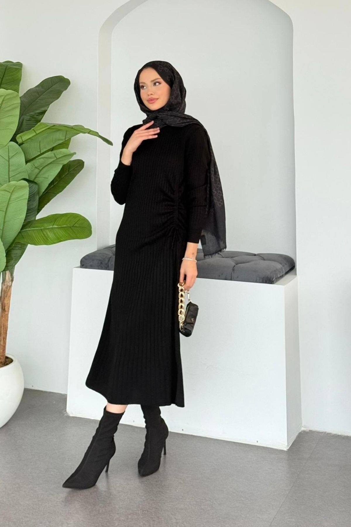 Fi Triko Elbise Siyah, Fiyatları Fi Triko Elbise Siyah - Haza Moda