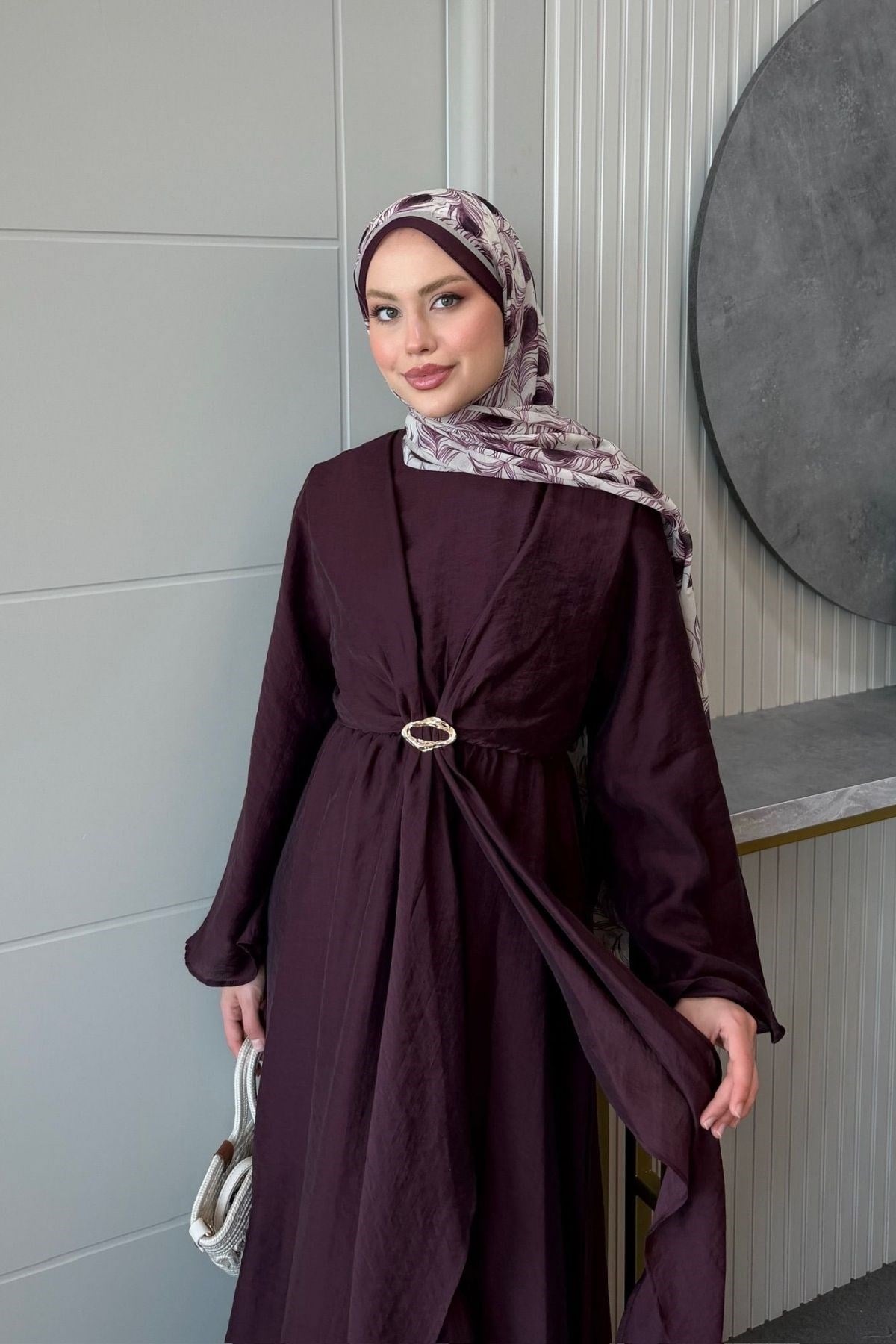 Fidan Broş Detaylı Elbise Mürdüm, Fiyatları 