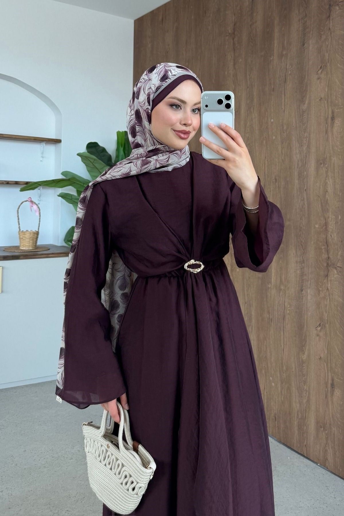 Fidan Broş Detaylı Elbise Mürdüm, Fiyatları 