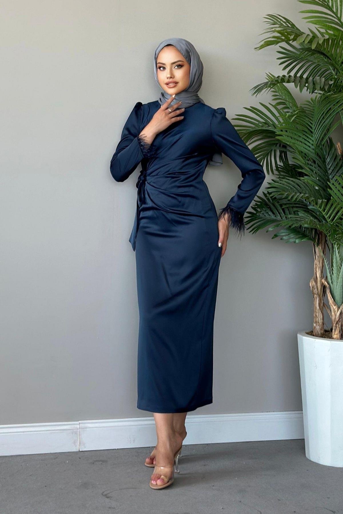 Figen Abiye Lacivert, Fiyatları Haza Moda | Tesettür Giyim | Figen Abiye Lacivert