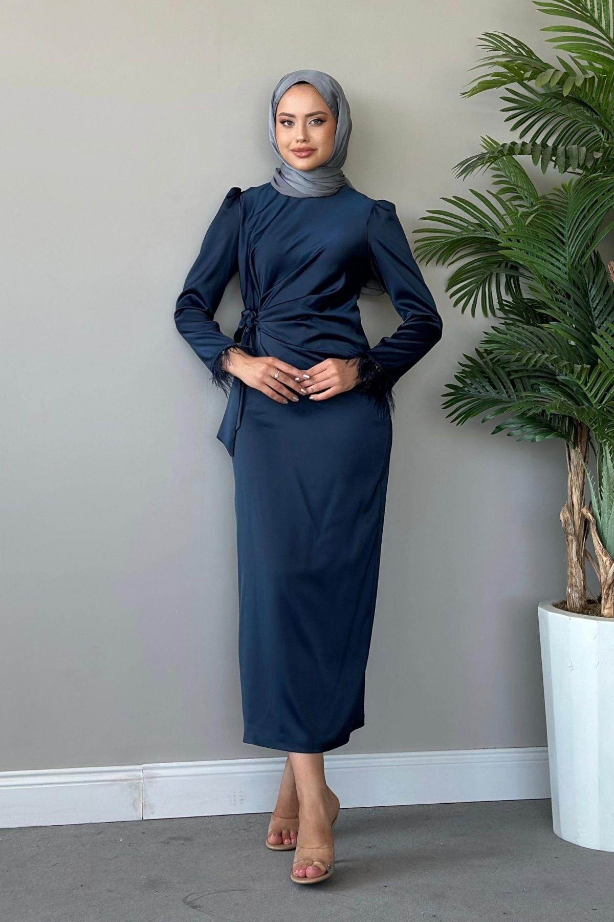 Figen Abiye Lacivert, Fiyatları Haza Moda | Tesettür Giyim | Figen Abiye Lacivert