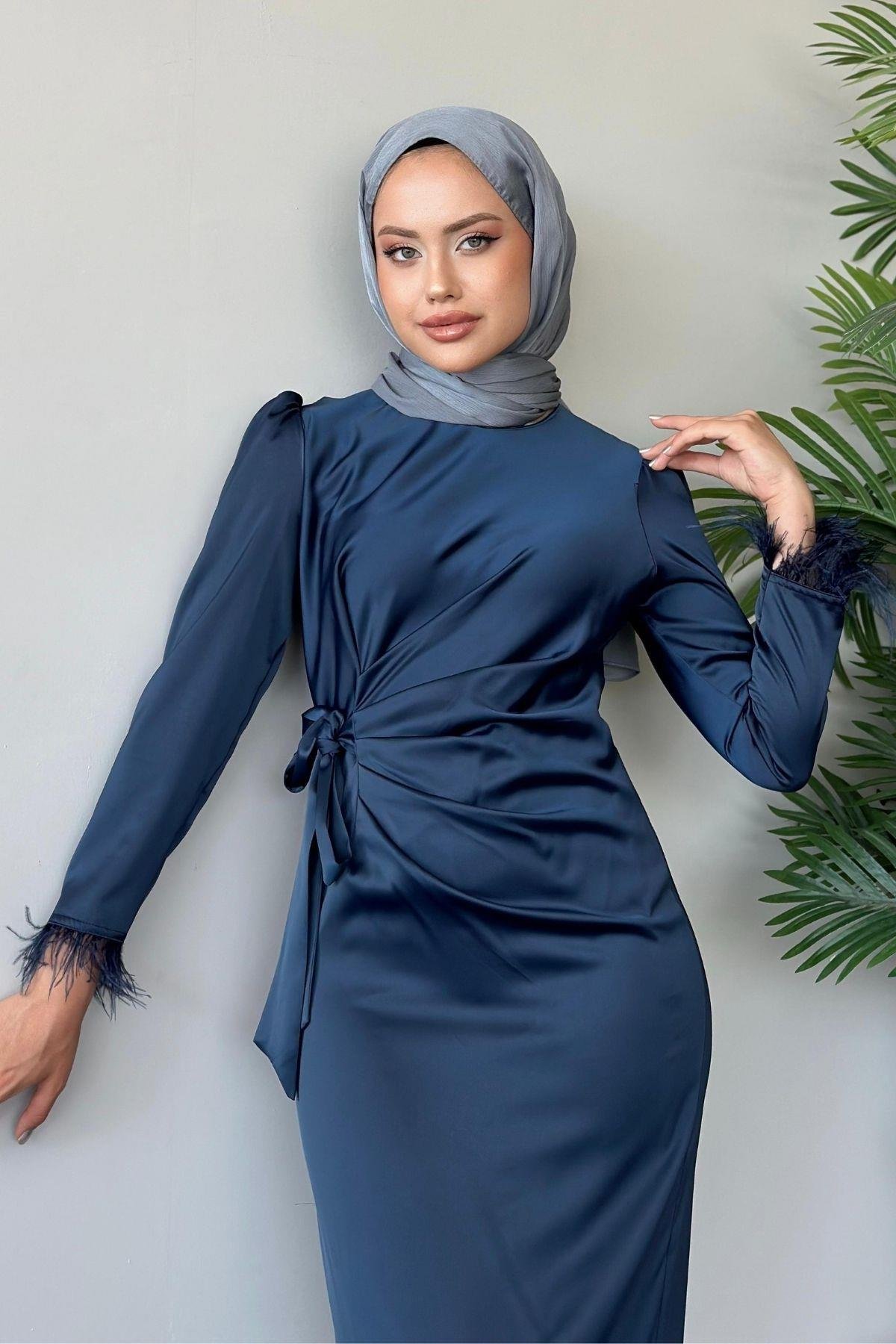 Figen Abiye Lacivert, Fiyatları Haza Moda | Tesettür Giyim | Figen Abiye Lacivert