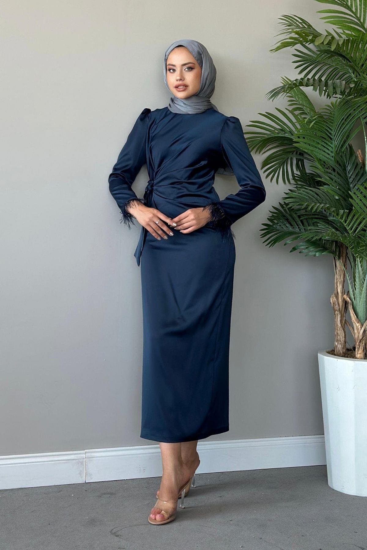 Figen Abiye Lacivert, Fiyatları Haza Moda | Tesettür Giyim | Figen Abiye Lacivert