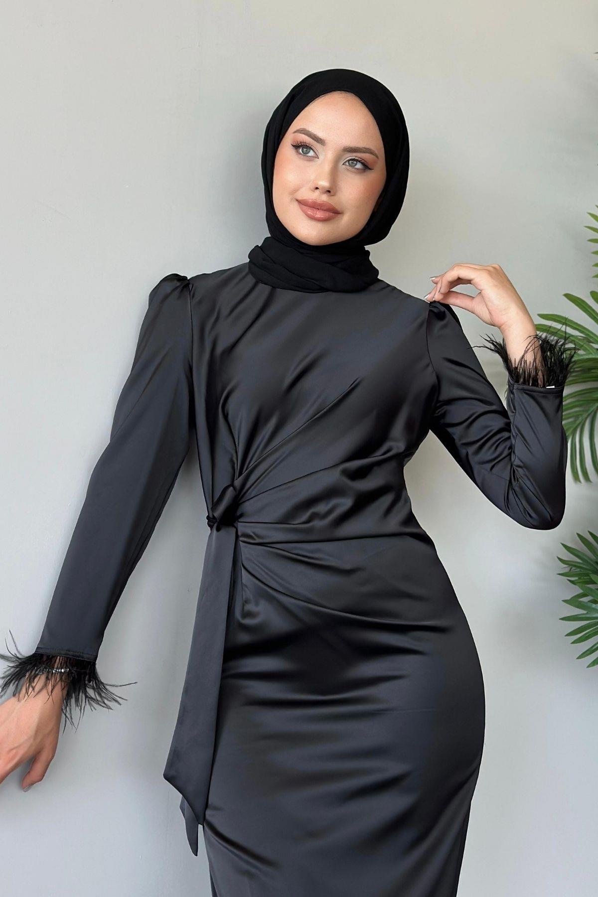 Figen Abiye Siyah, Fiyatları Haza Moda | Tesettür Giyim | Figen Abiye Siyah