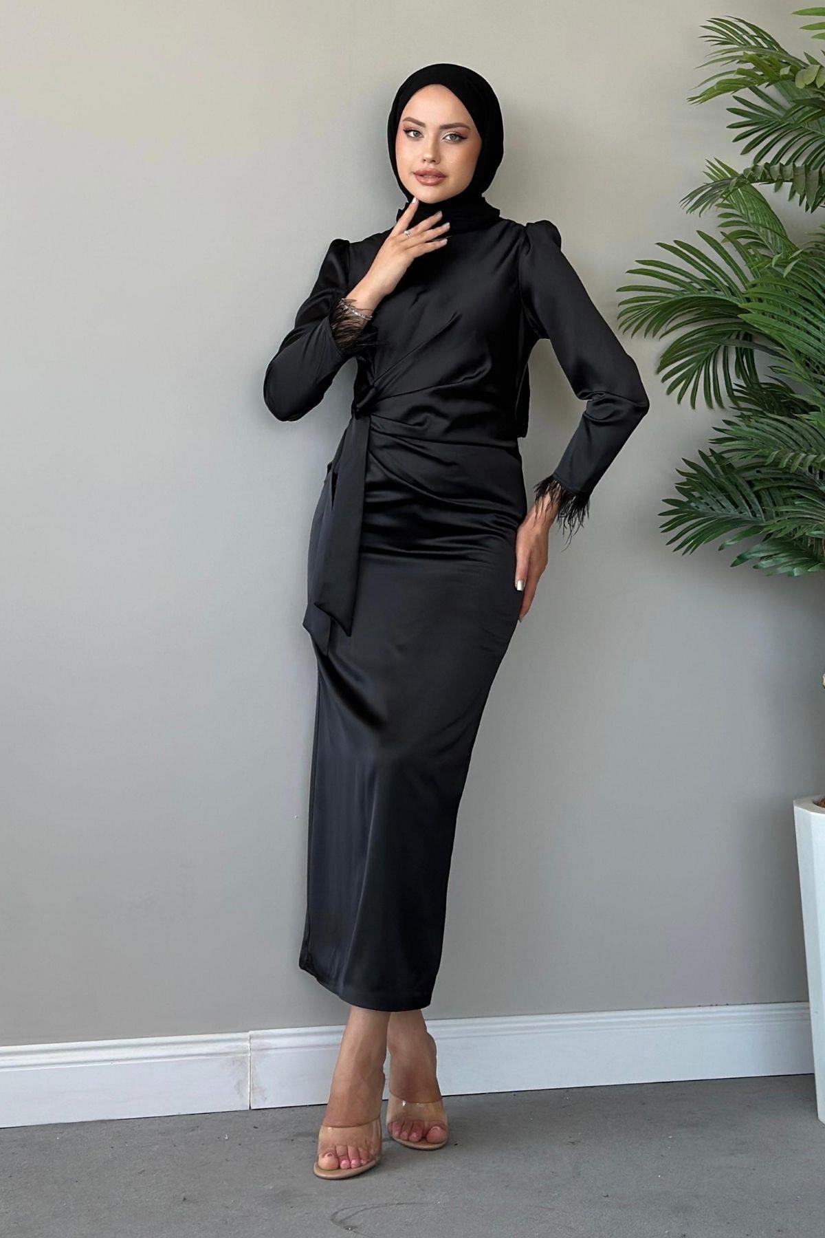 Figen Abiye Siyah, Fiyatları Haza Moda | Tesettür Giyim | Figen Abiye Siyah