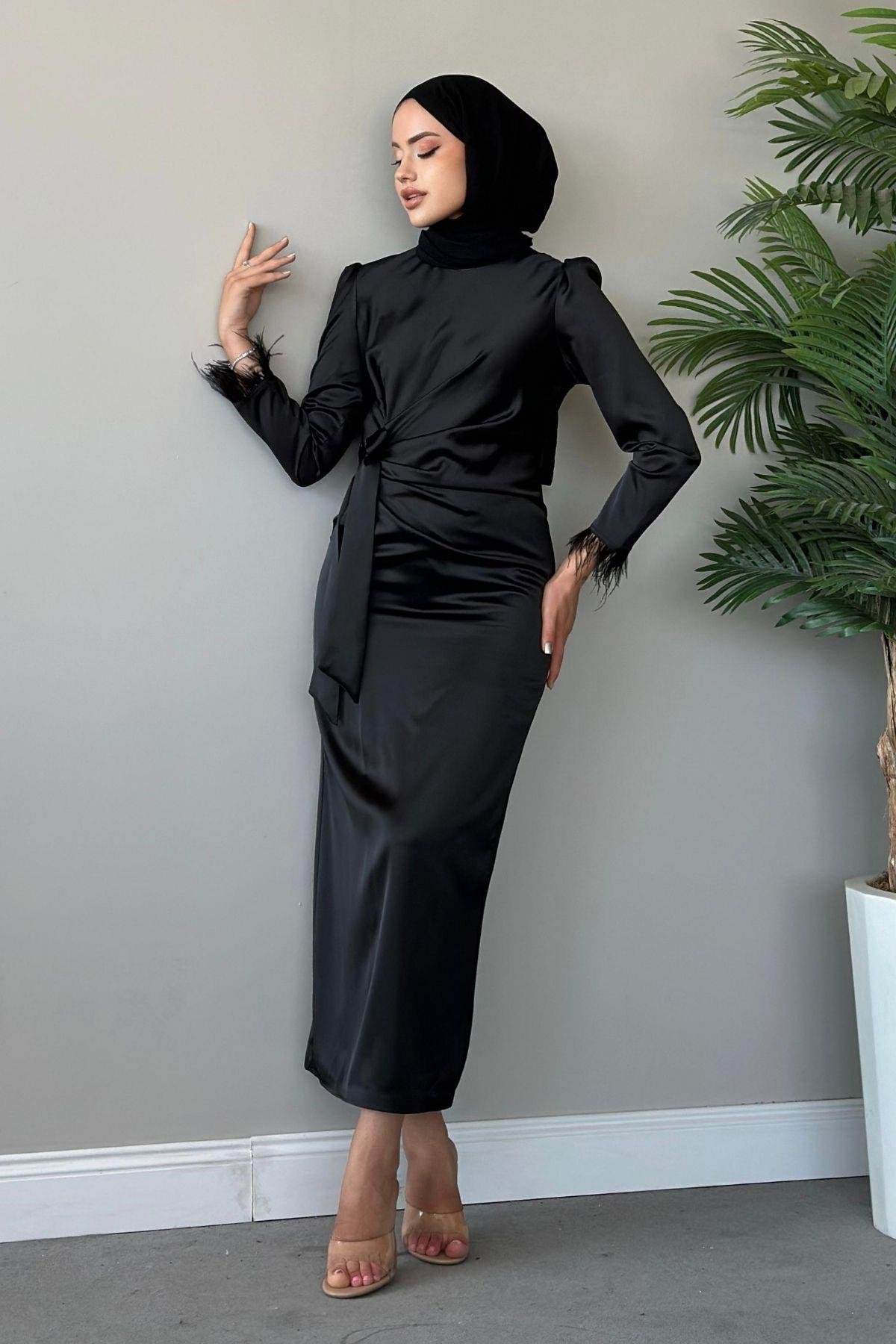 Figen Abiye Siyah, Fiyatları Haza Moda | Tesettür Giyim | Figen Abiye Siyah