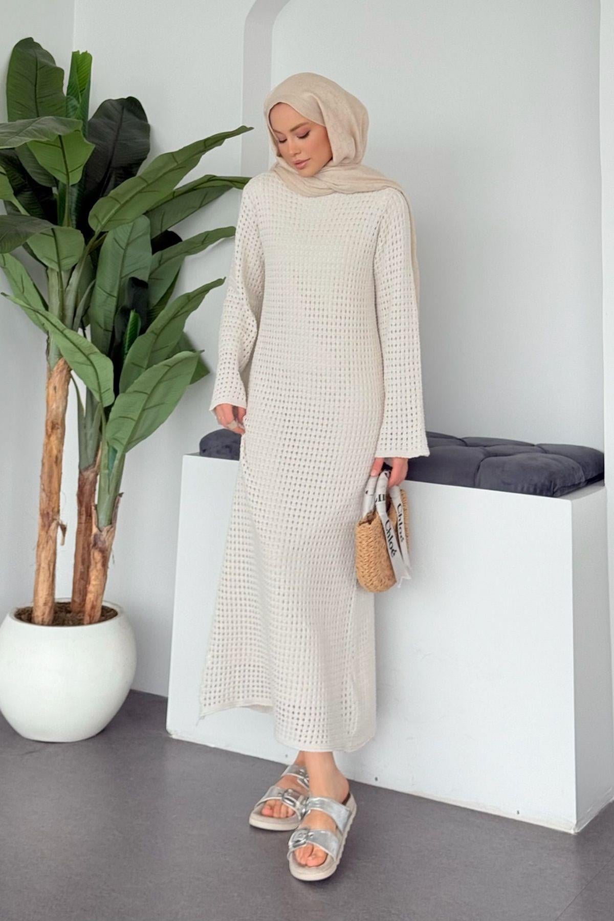 FİLE Örme Elbise Krem, Fiyatları 