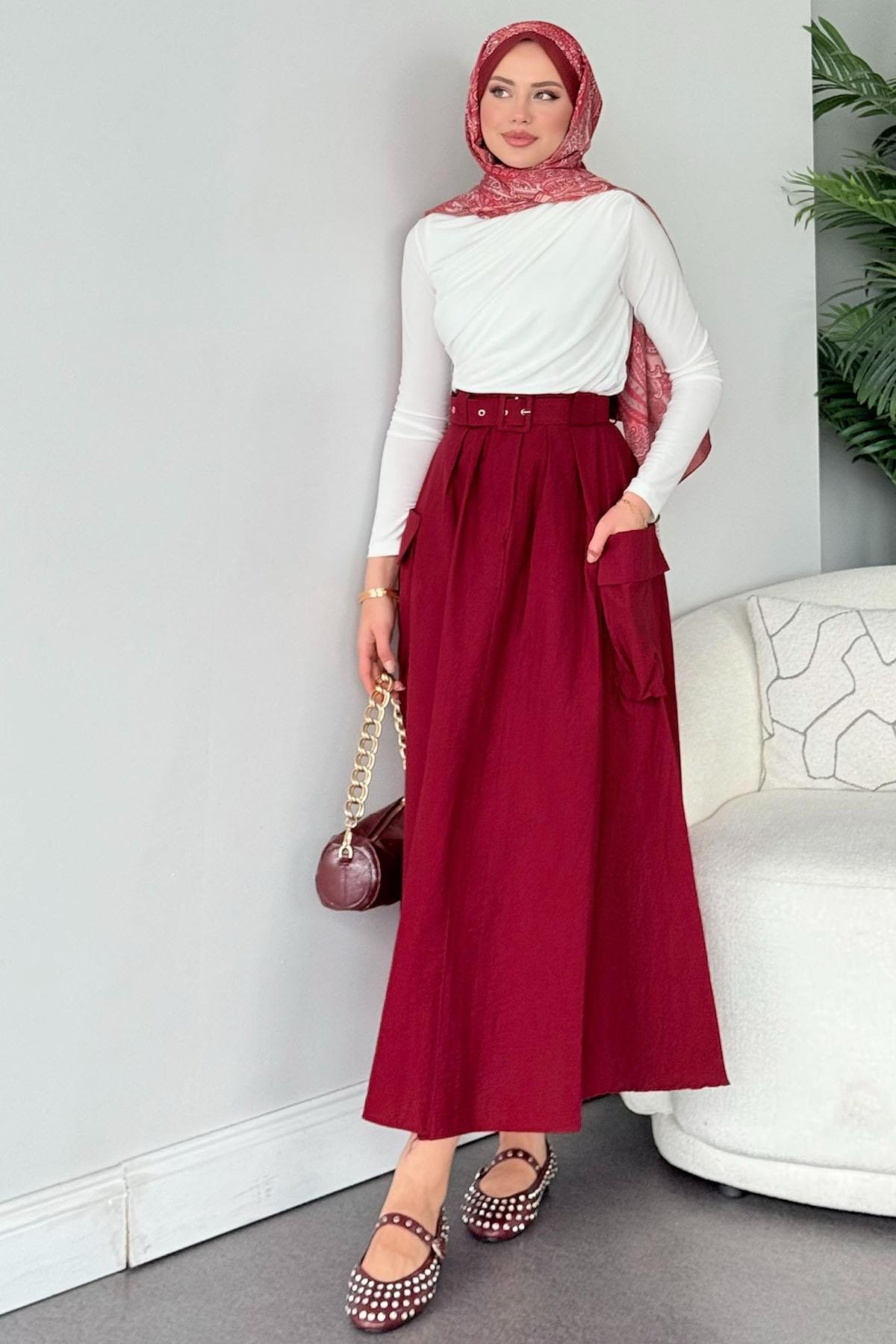 Fino Cepli Etek Bordo, Fiyatları Fino Cepli Etek Bordo