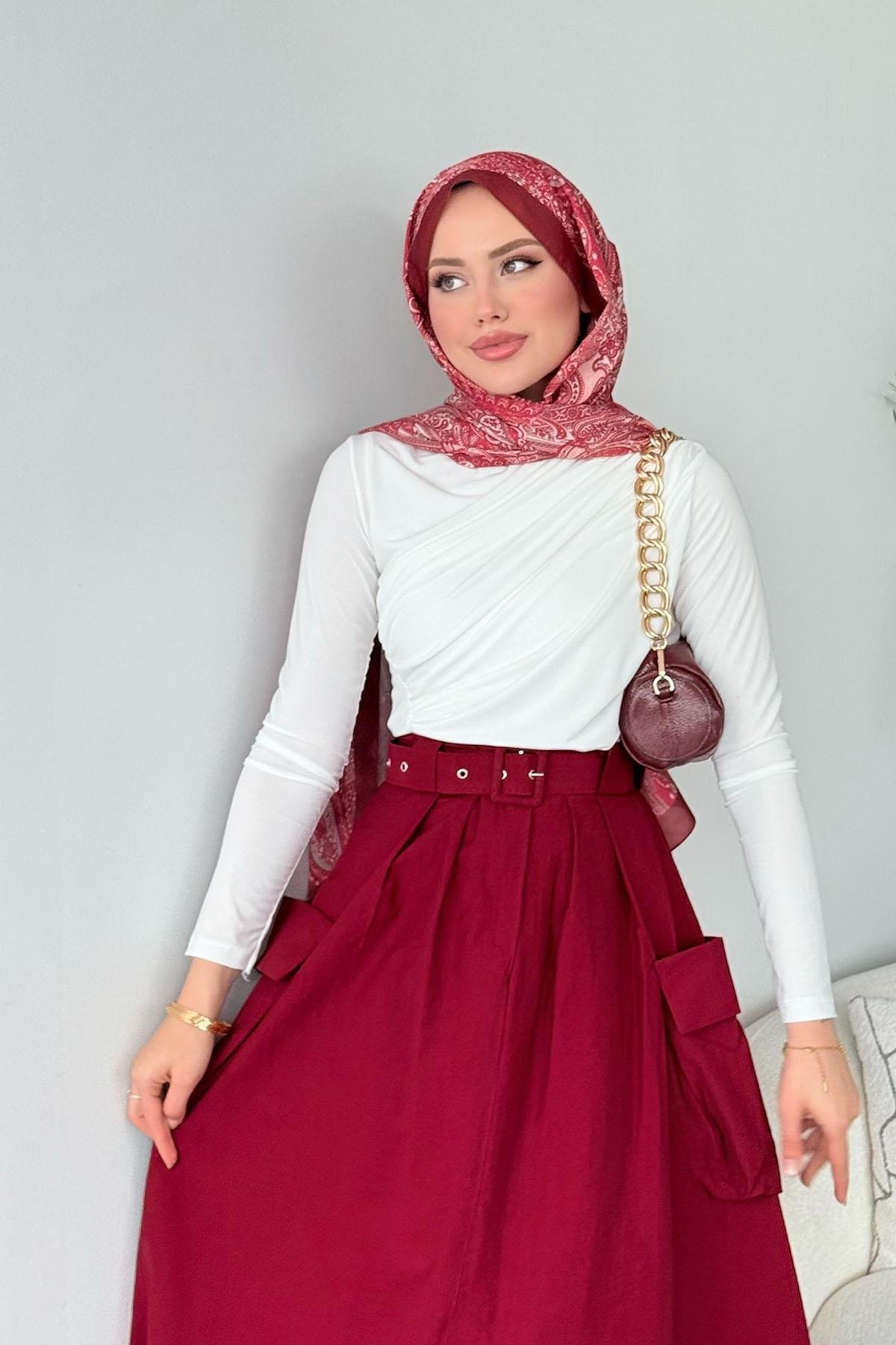 Fino Cepli Etek Bordo, Fiyatları Fino Cepli Etek Bordo