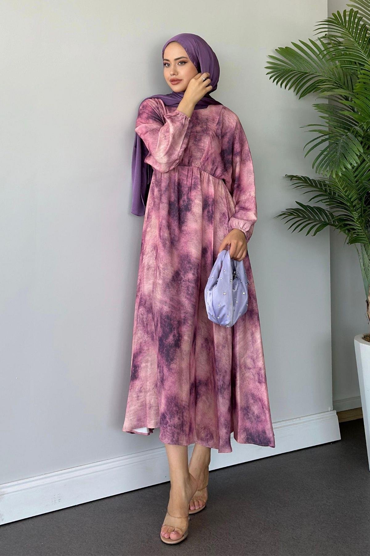 Fırça Desen Elbise Fuşya, Fiyatları 