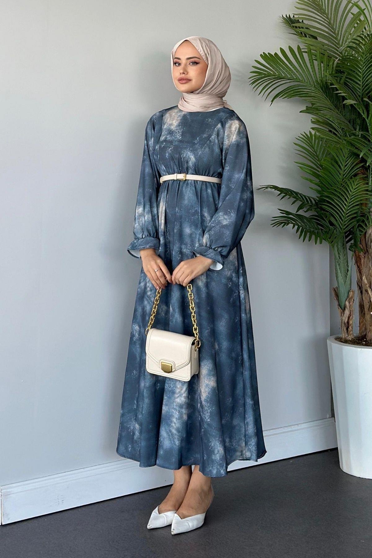 Fırça Desen Elbise Lacivert, Fiyatları 